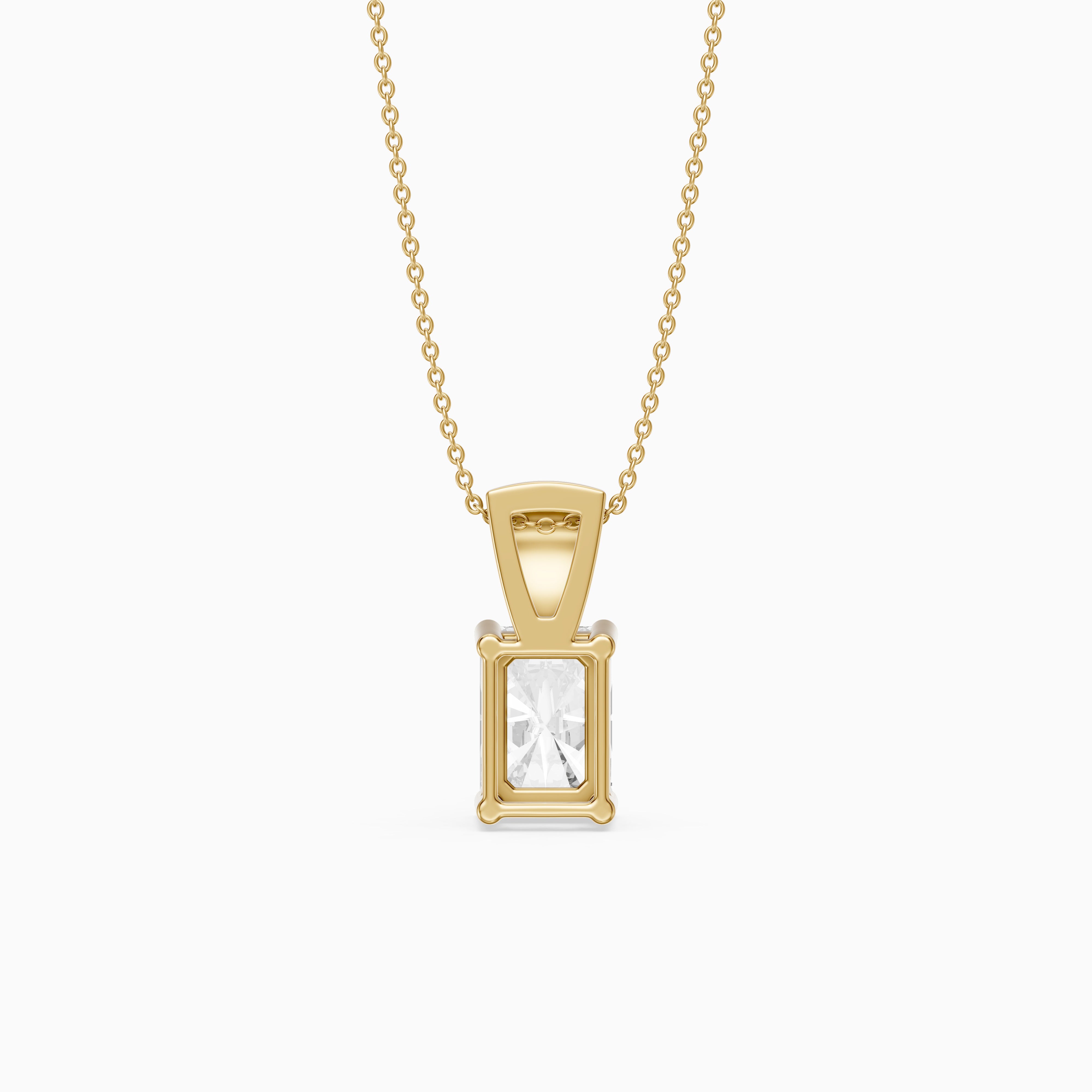 Kamila Radiant Cut Lab Grown Diamond Pendant with Pave Bail