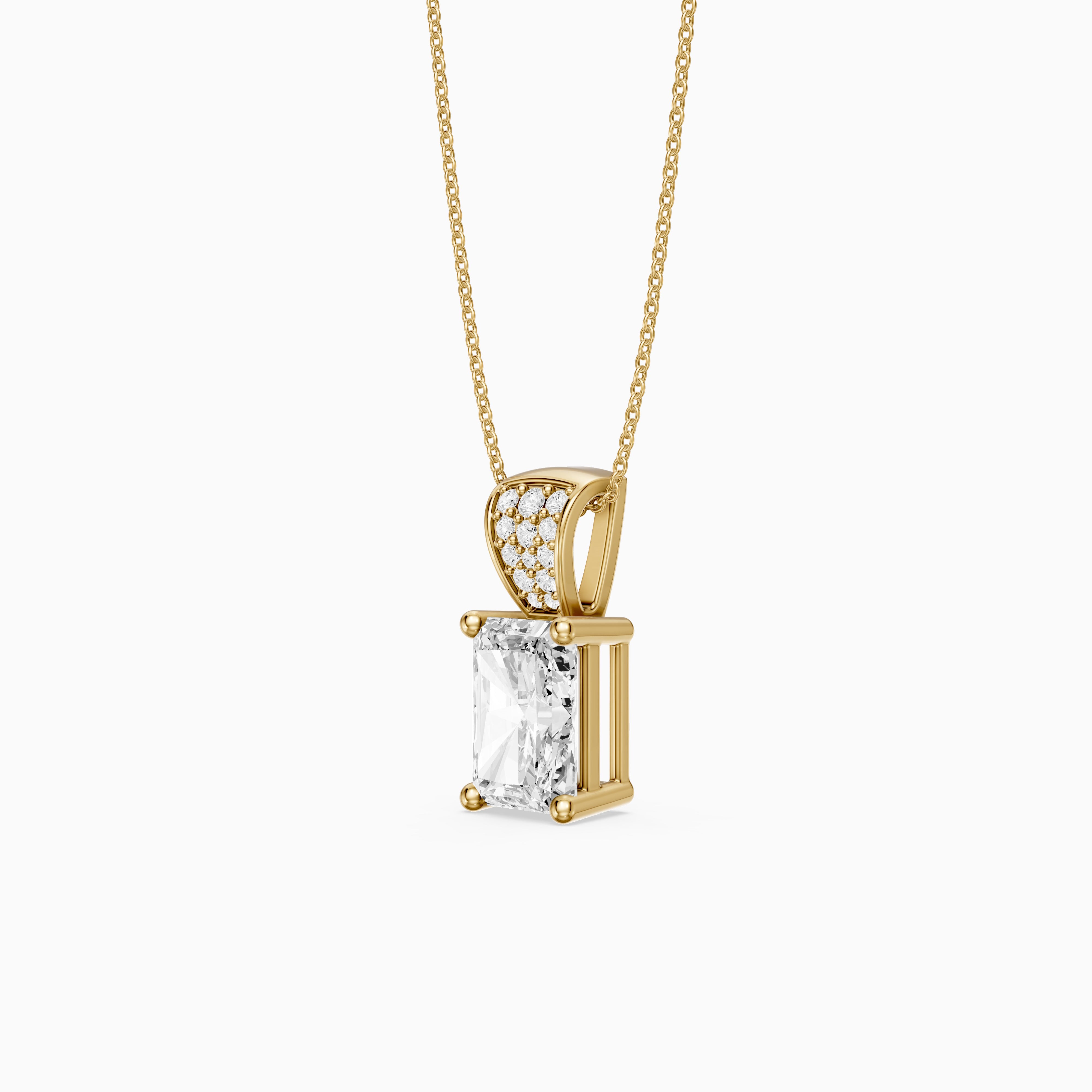 Kamila Radiant Cut Lab Grown Diamond Pendant with Pave Bail