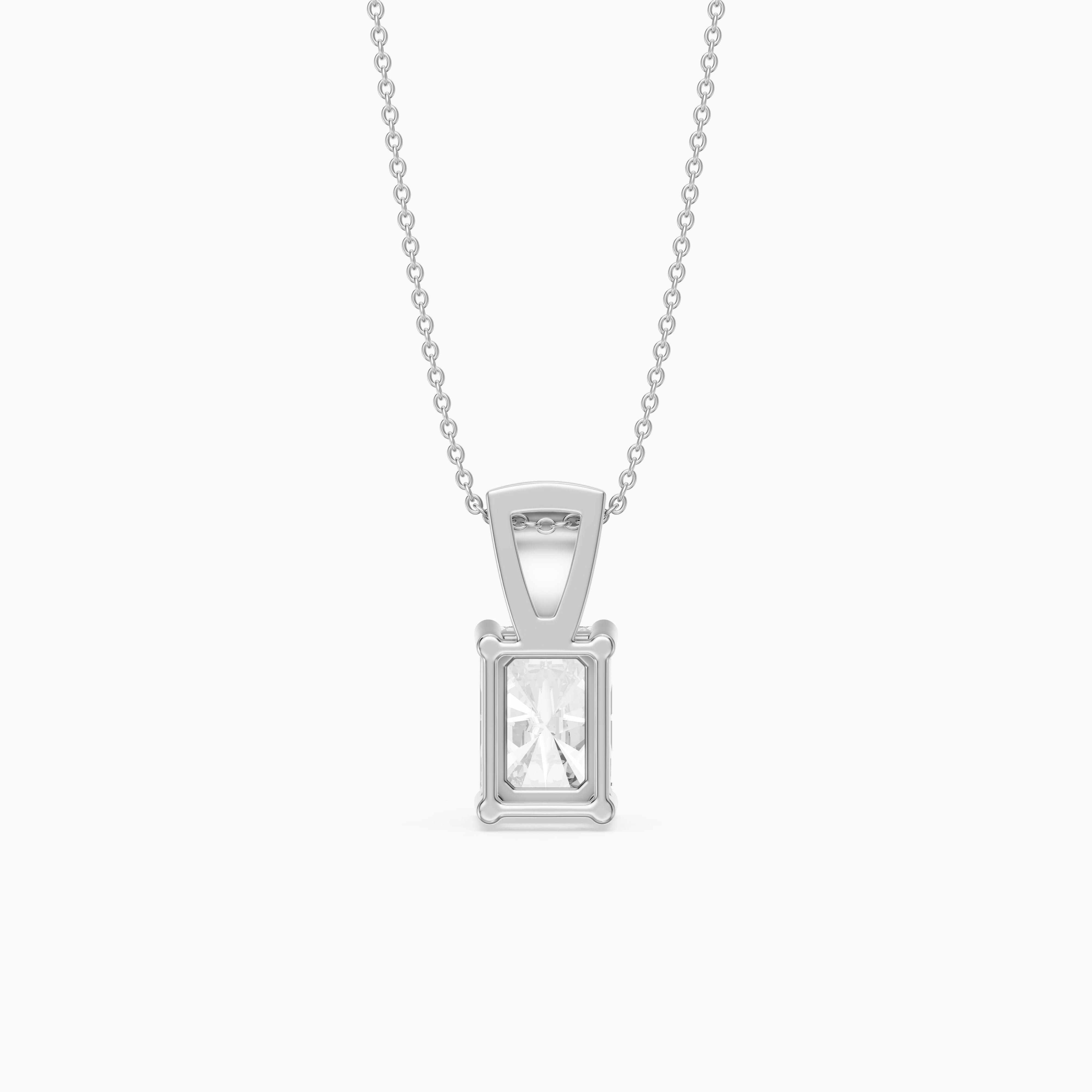 Kamila Radiant Cut Lab Grown Diamond Pendant with Pave Bail