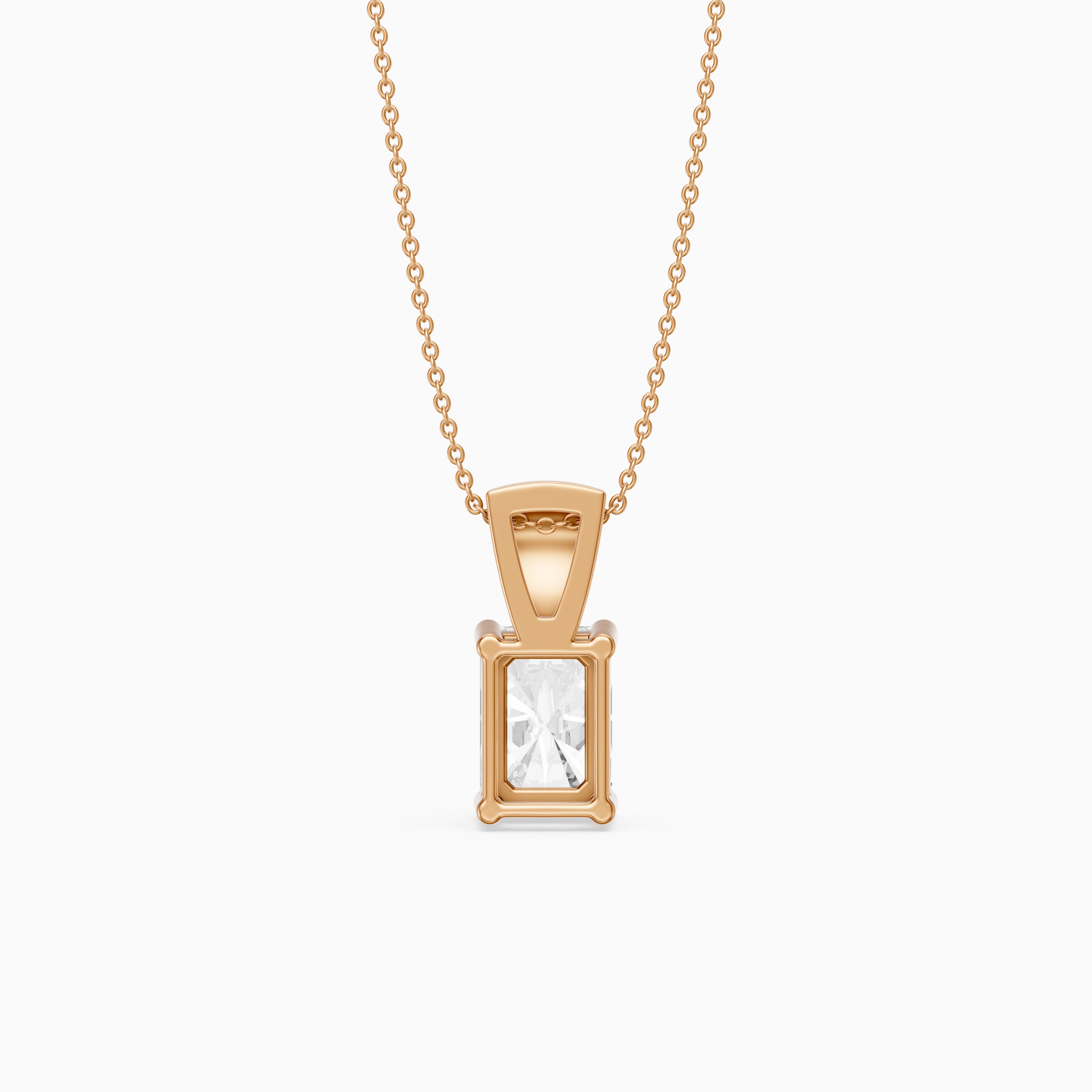 Kamila Radiant Cut Lab Grown Diamond Pendant with Pave Bail