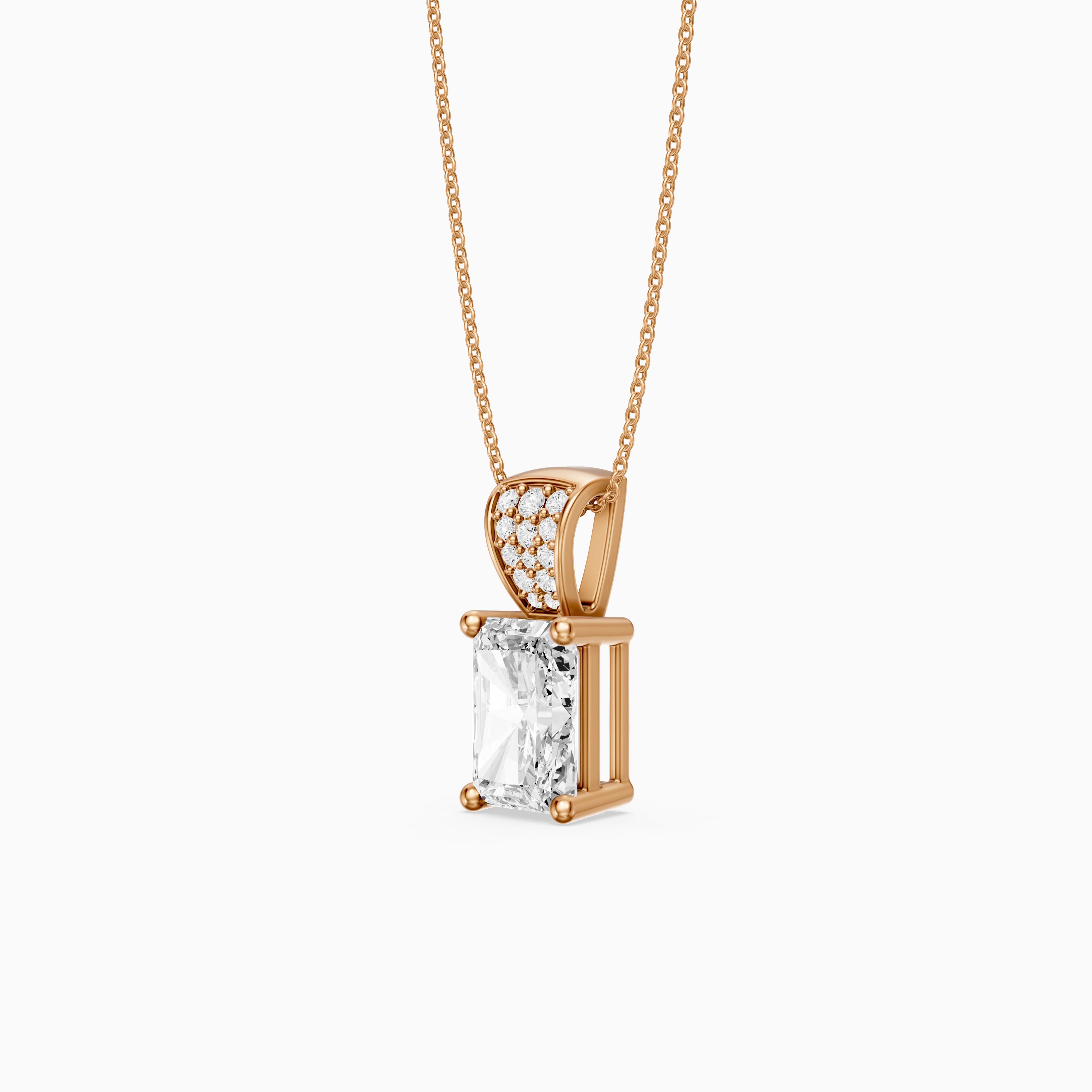 Kamila Radiant Cut Lab Grown Diamond Pendant with Pave Bail