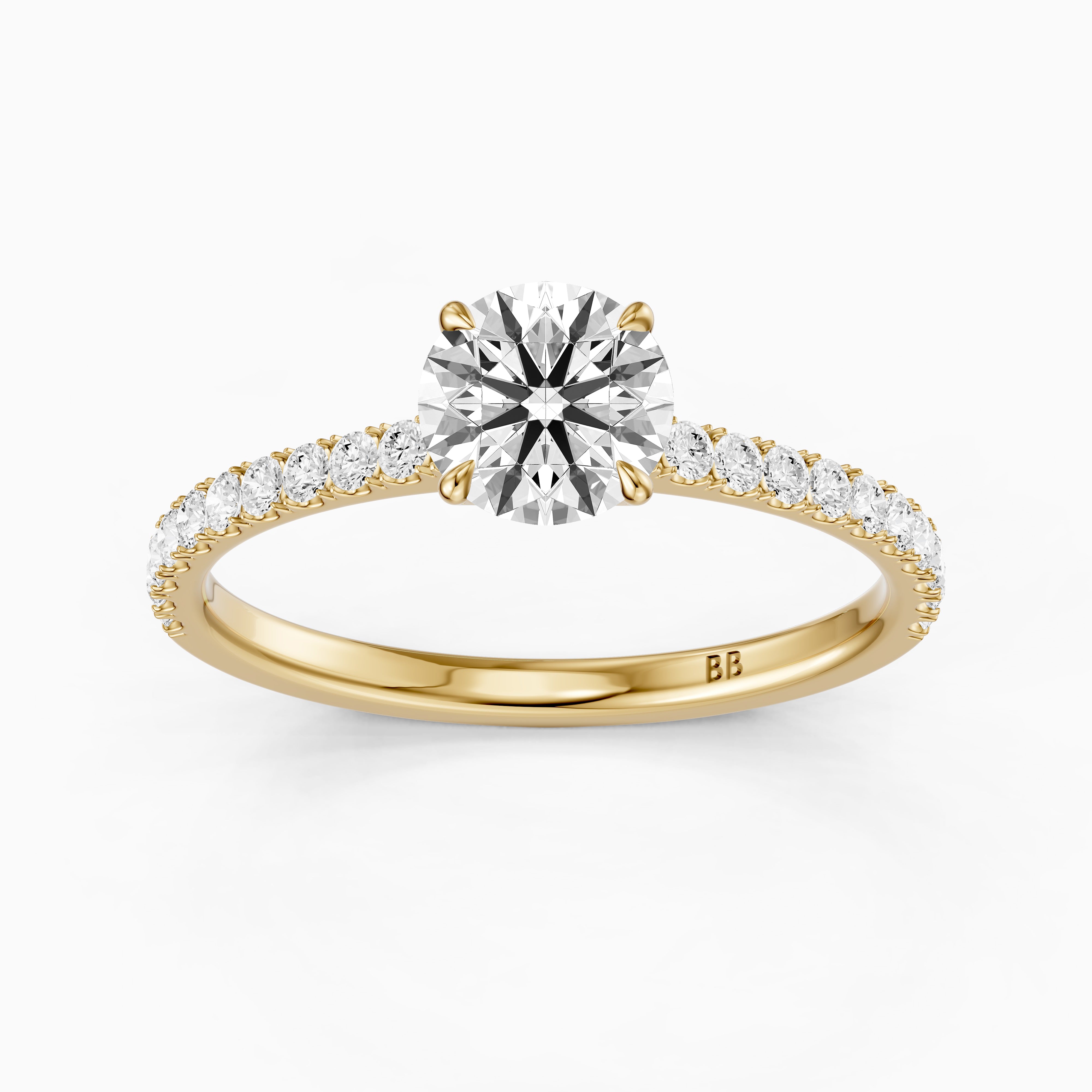 Tinsly Round Cut Side Stone Pave Lab Grown Engagement Ring