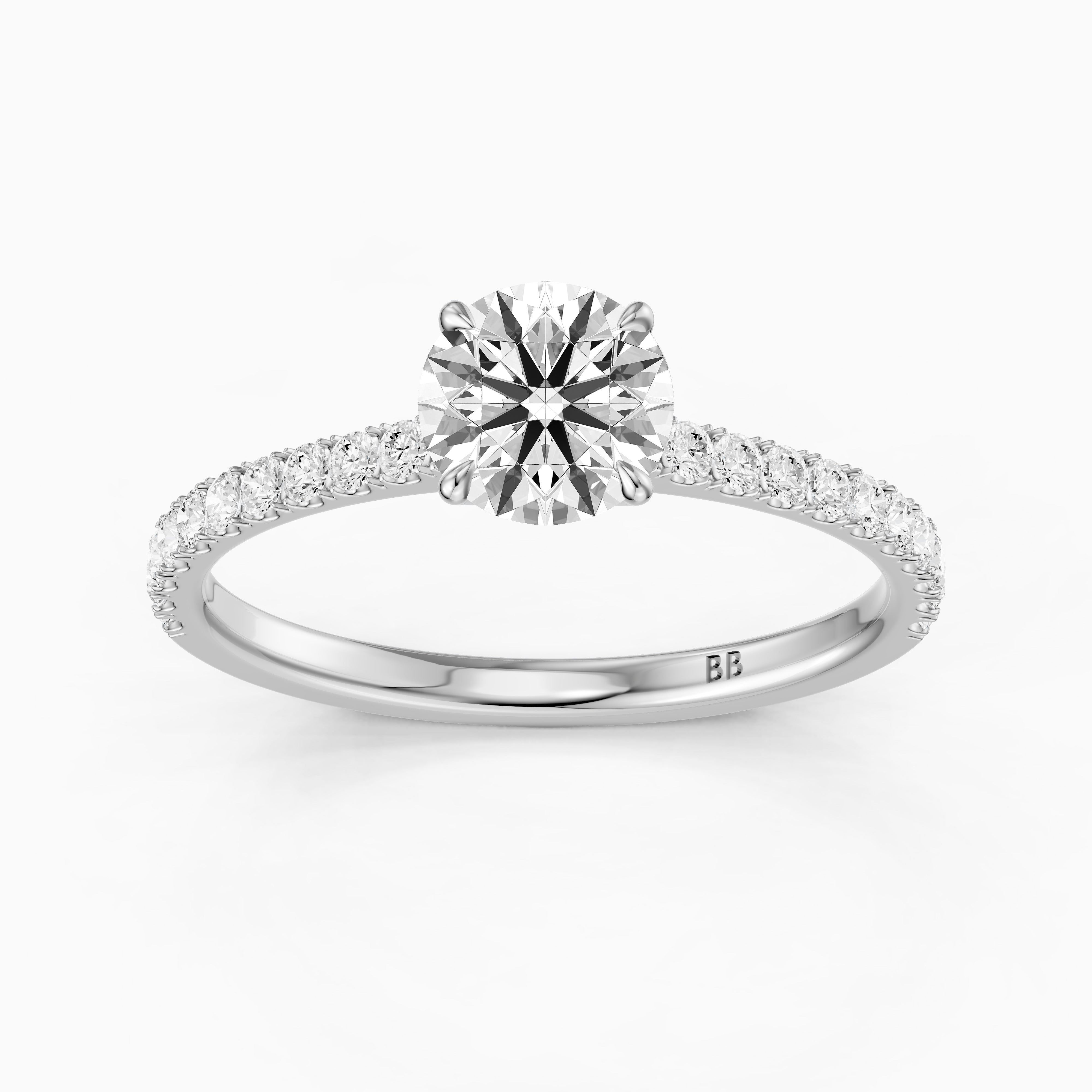 Tinsly Round Cut Side Stone Pave Lab Grown Engagement Ring