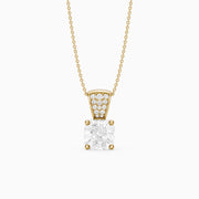 Vienna Square Radiant Lab Grown Diamond Pendant with Pave Bail