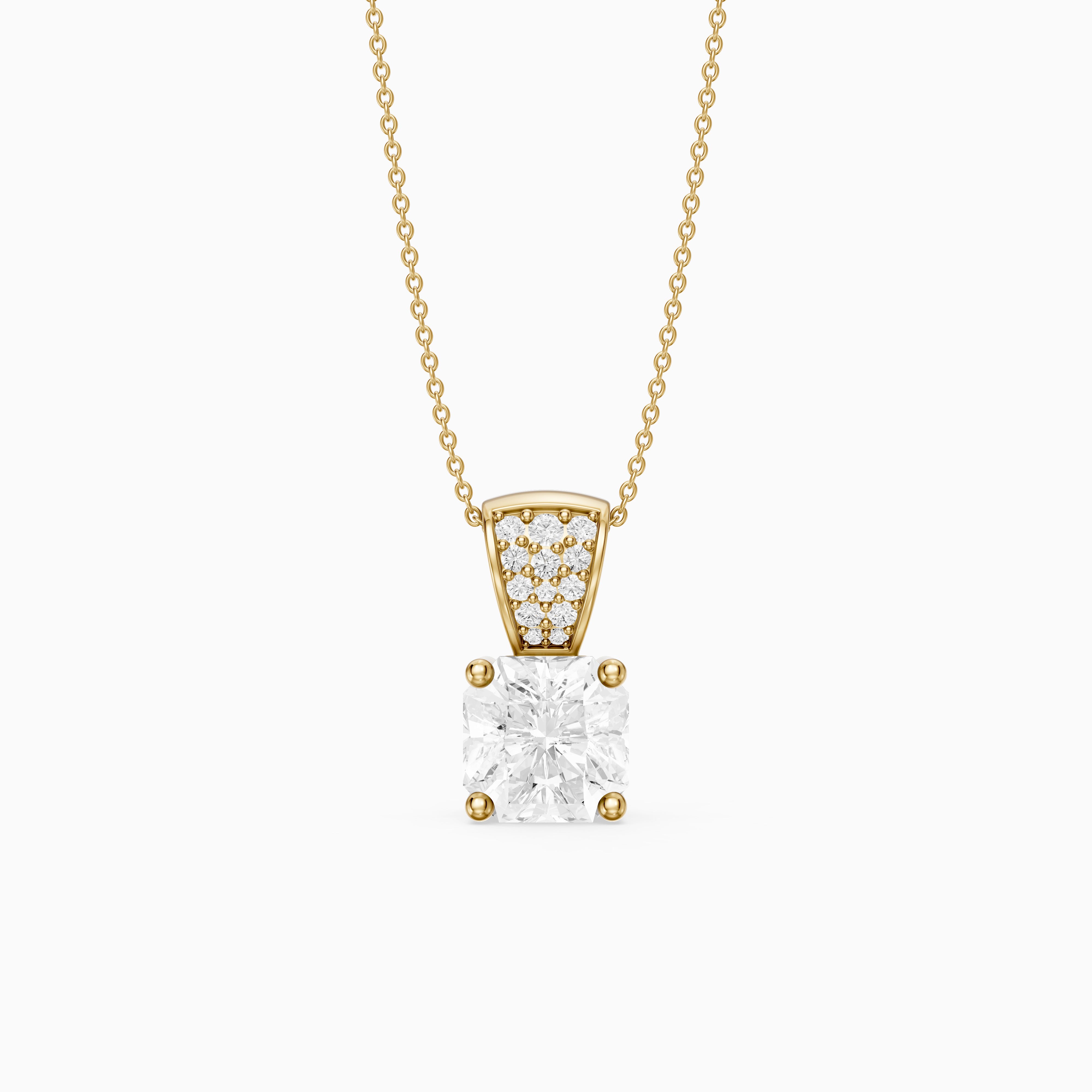 Vienna Square Radiant Lab Grown Diamond Pendant with Pave Bail