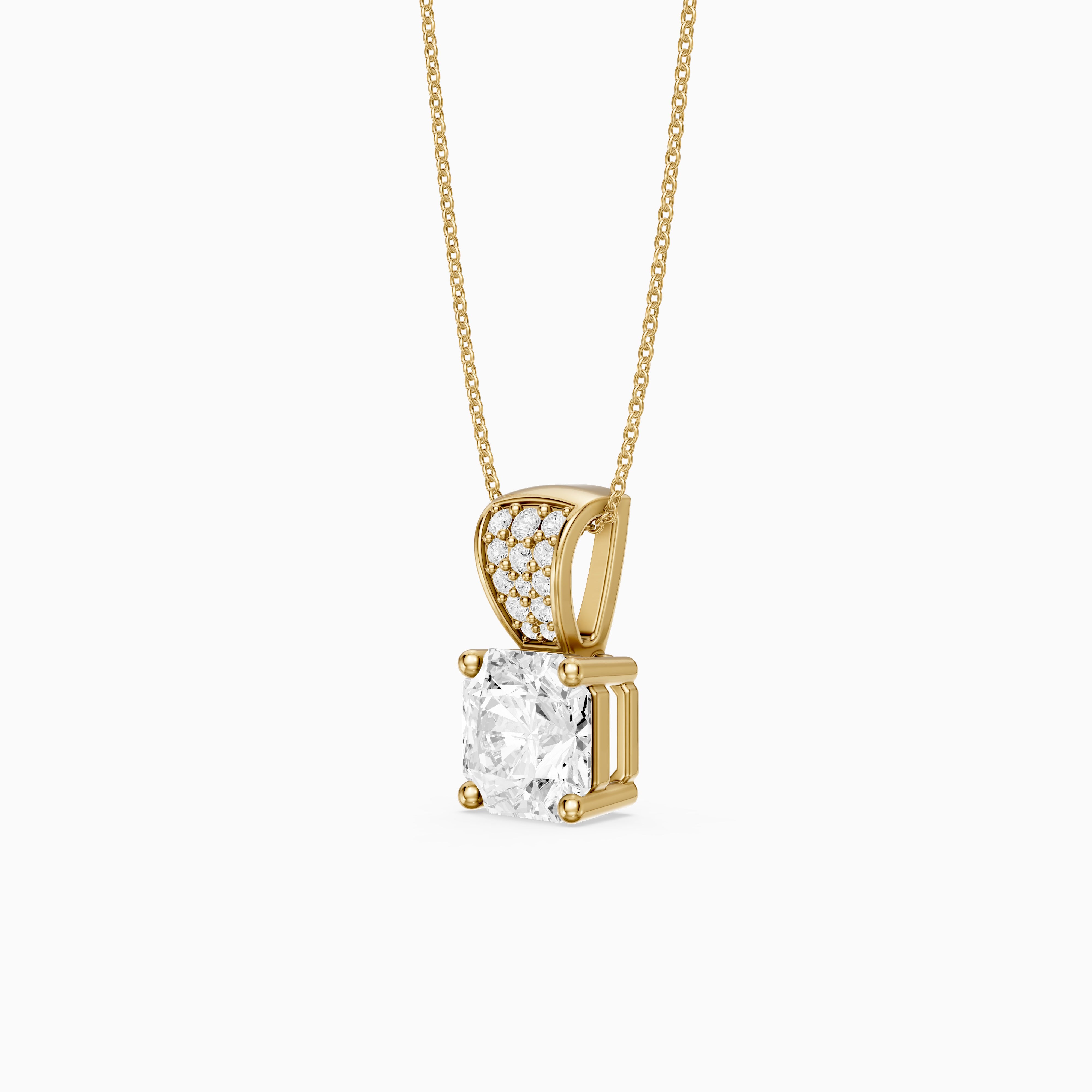 Vienna Square Radiant Lab Grown Diamond Pendant with Pave Bail