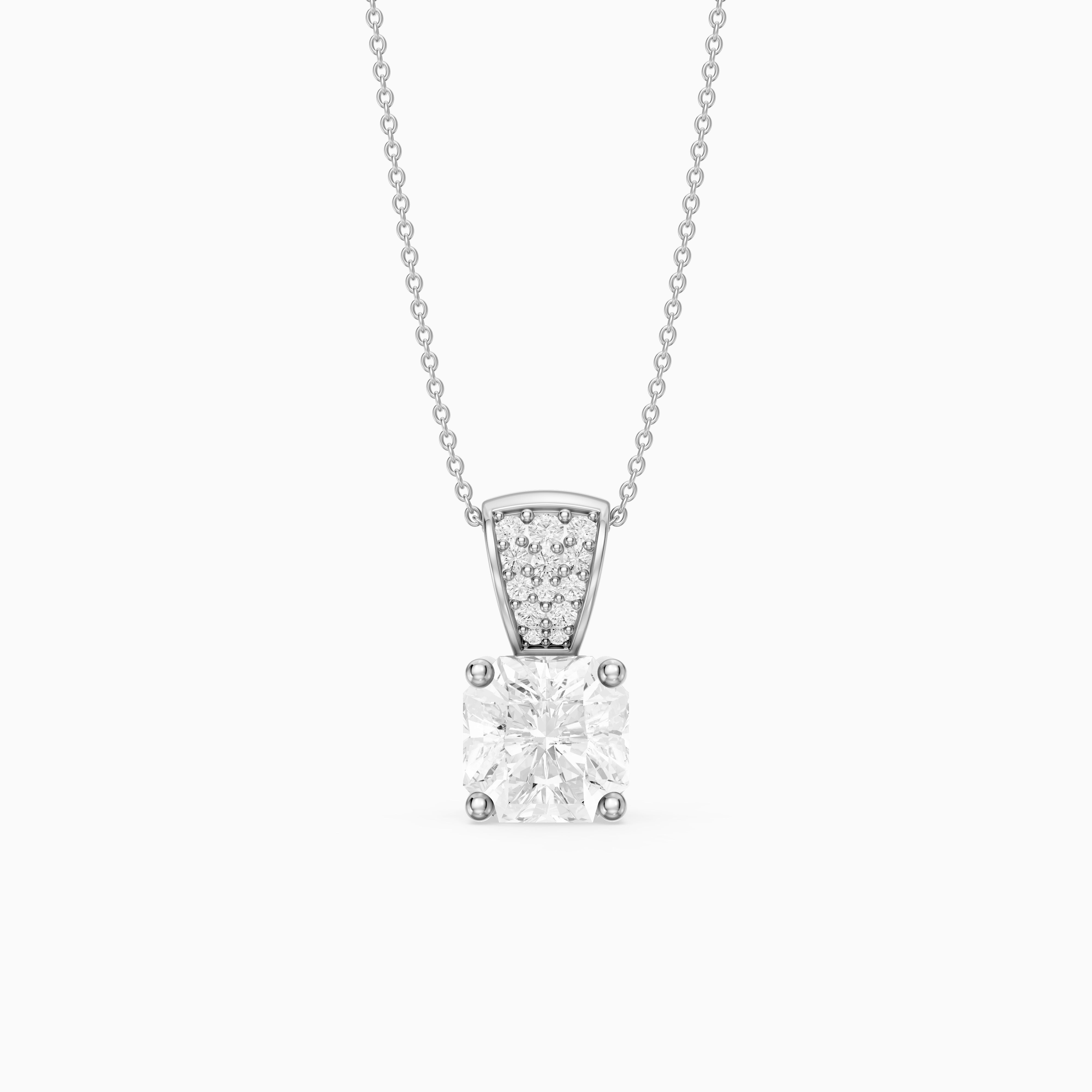 Vienna Square Radiant Lab Grown Diamond Pendant with Pave Bail
