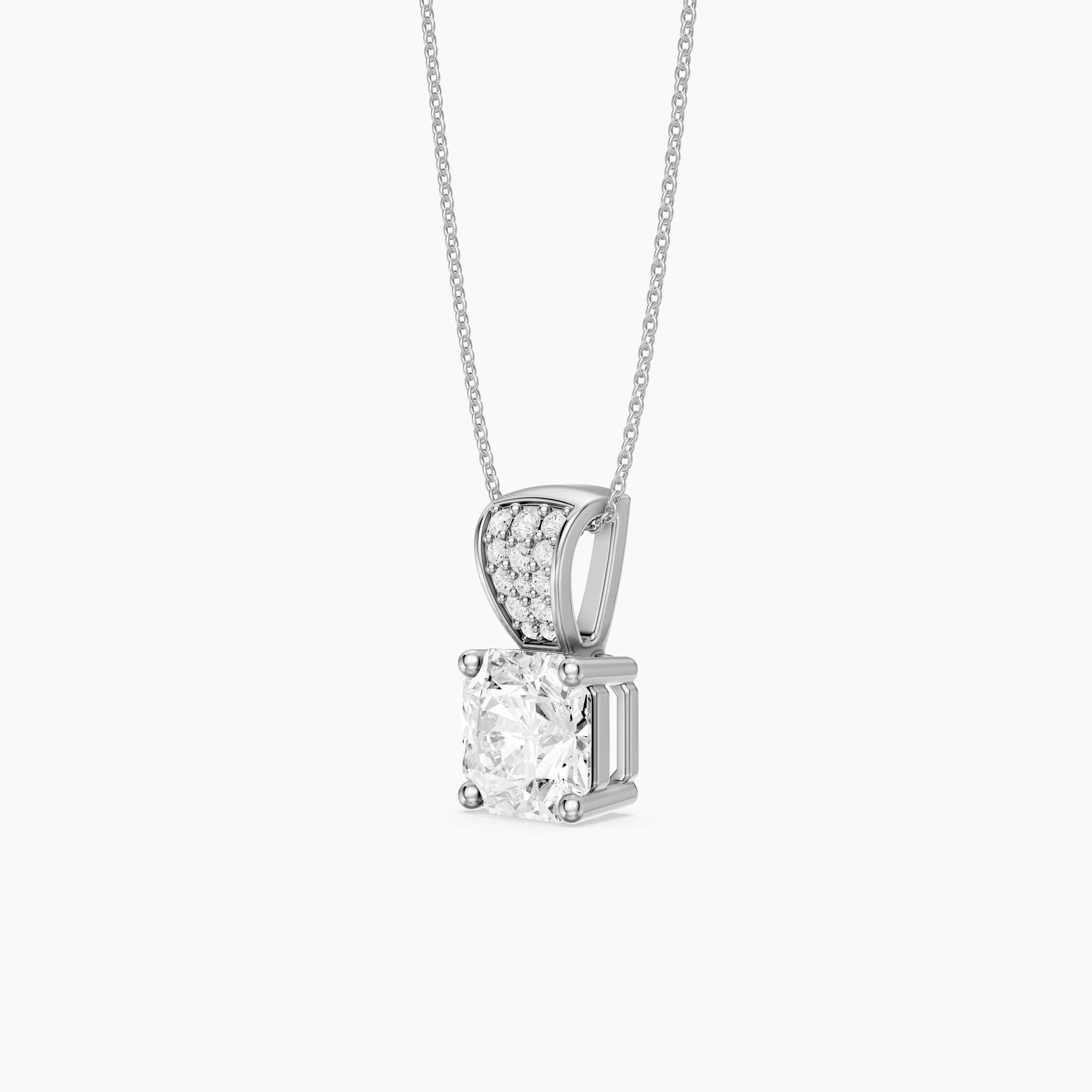 Vienna Square Radiant Lab Grown Diamond Pendant with Pave Bail