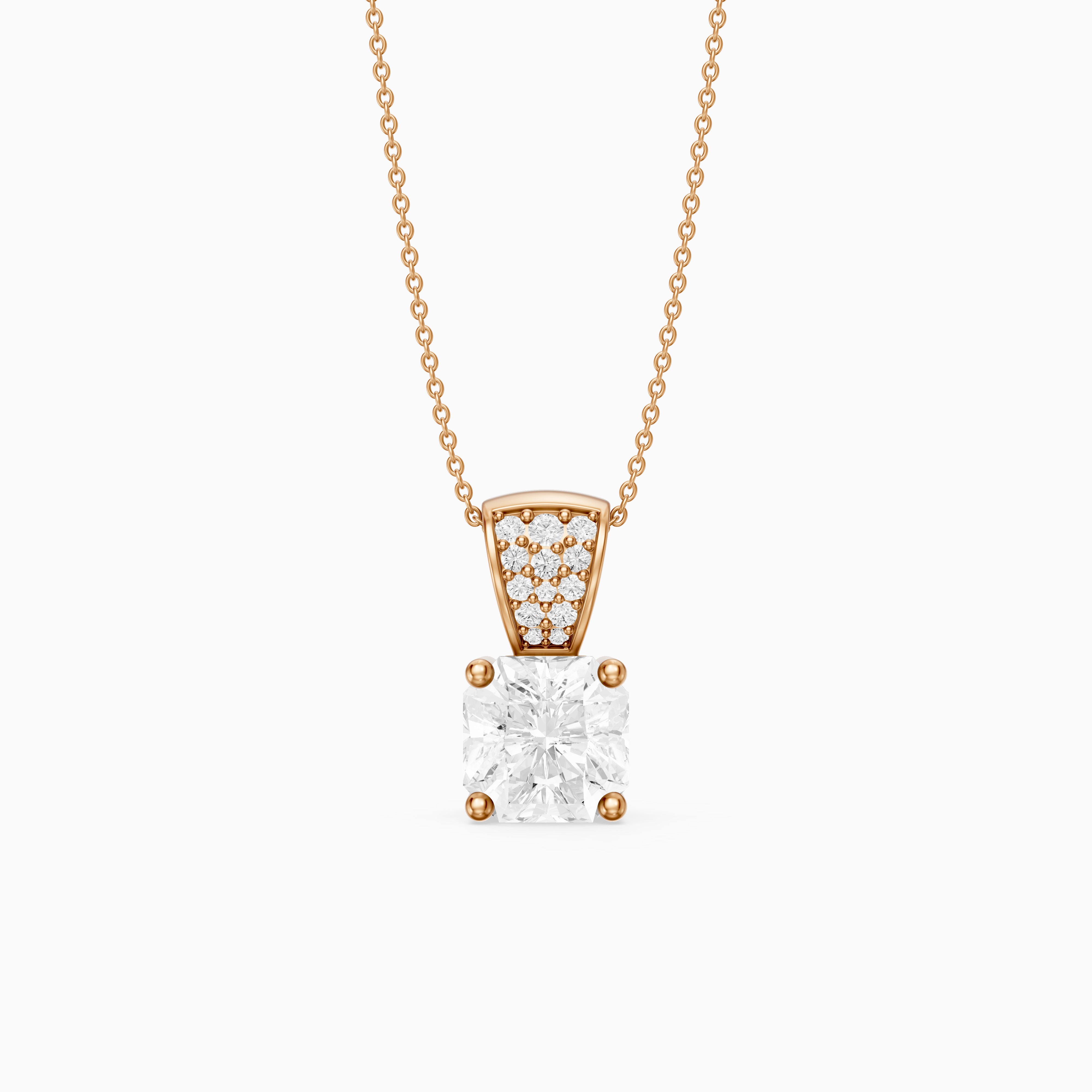 Vienna Square Radiant Lab Grown Diamond Pendant with Pave Bail