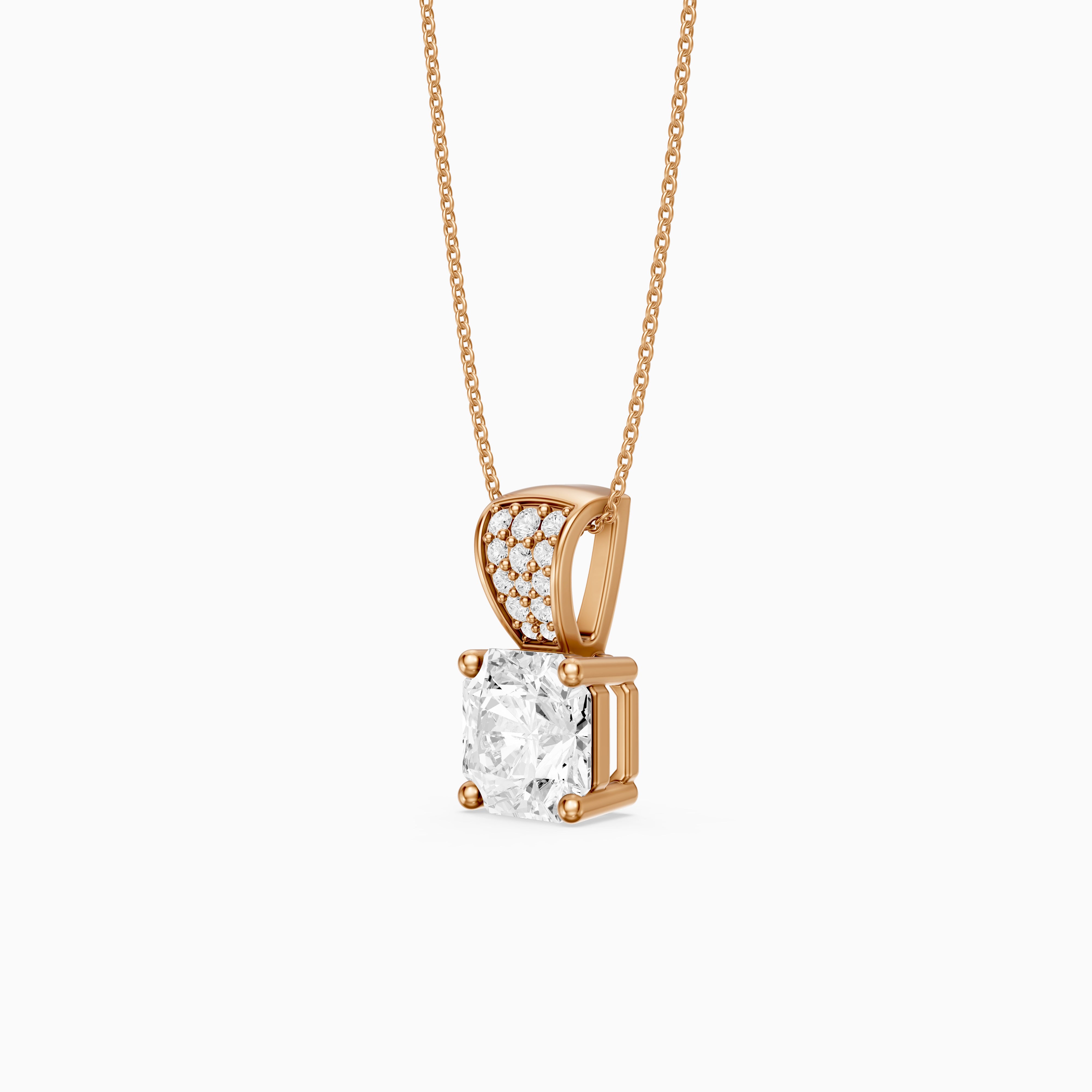 Vienna Square Radiant Lab Grown Diamond Pendant with Pave Bail