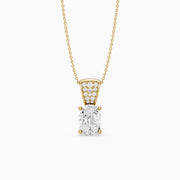 Itzel Elongated Cushion Cut Lab Grown Diamond Pendant with Pave Bail