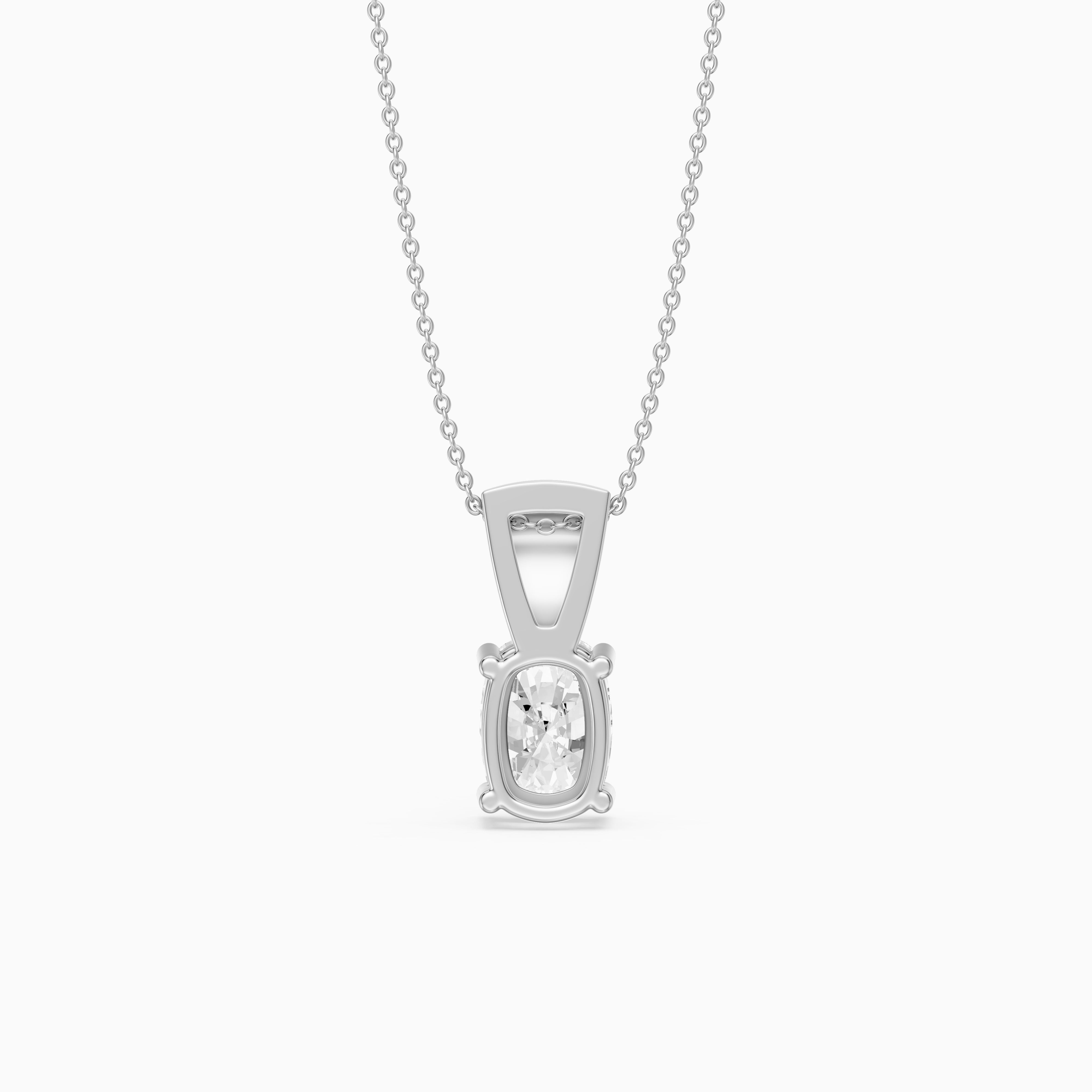 Itzel Elongated Cushion Cut Lab Grown Diamond Pendant with Pave Bail