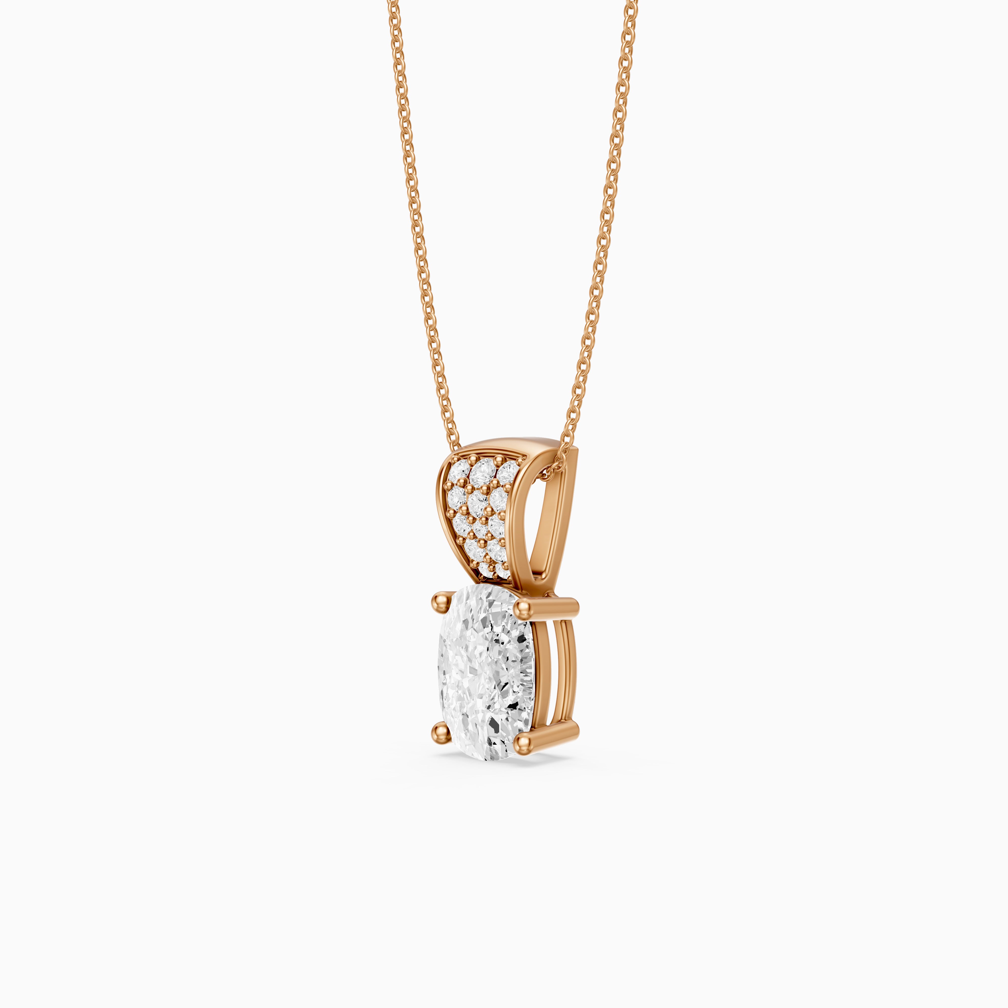 Itzel Elongated Cushion Cut Lab Grown Diamond Pendant with Pave Bail