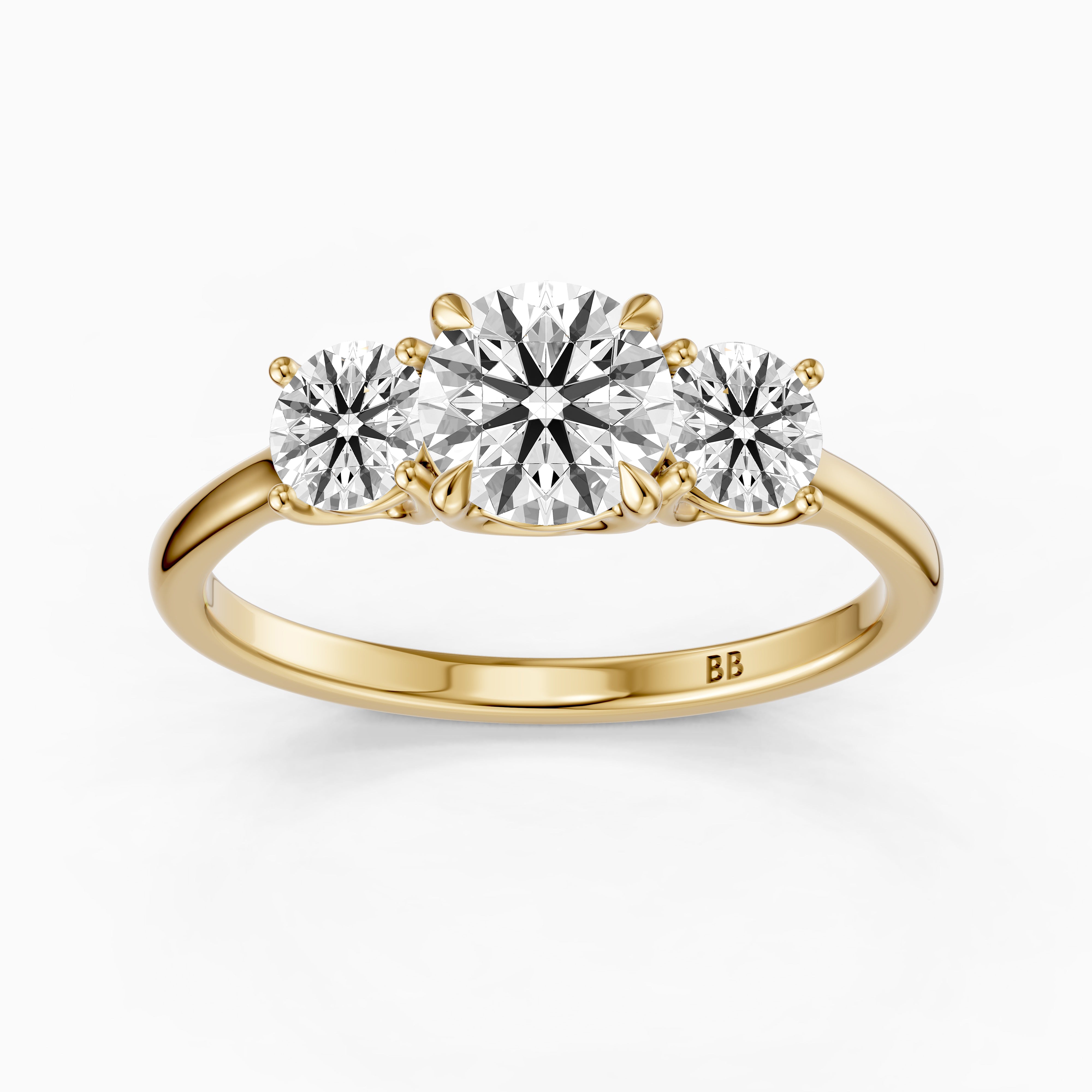 Vanessa Three Stone Round Cut Moissanite Diamond Ring