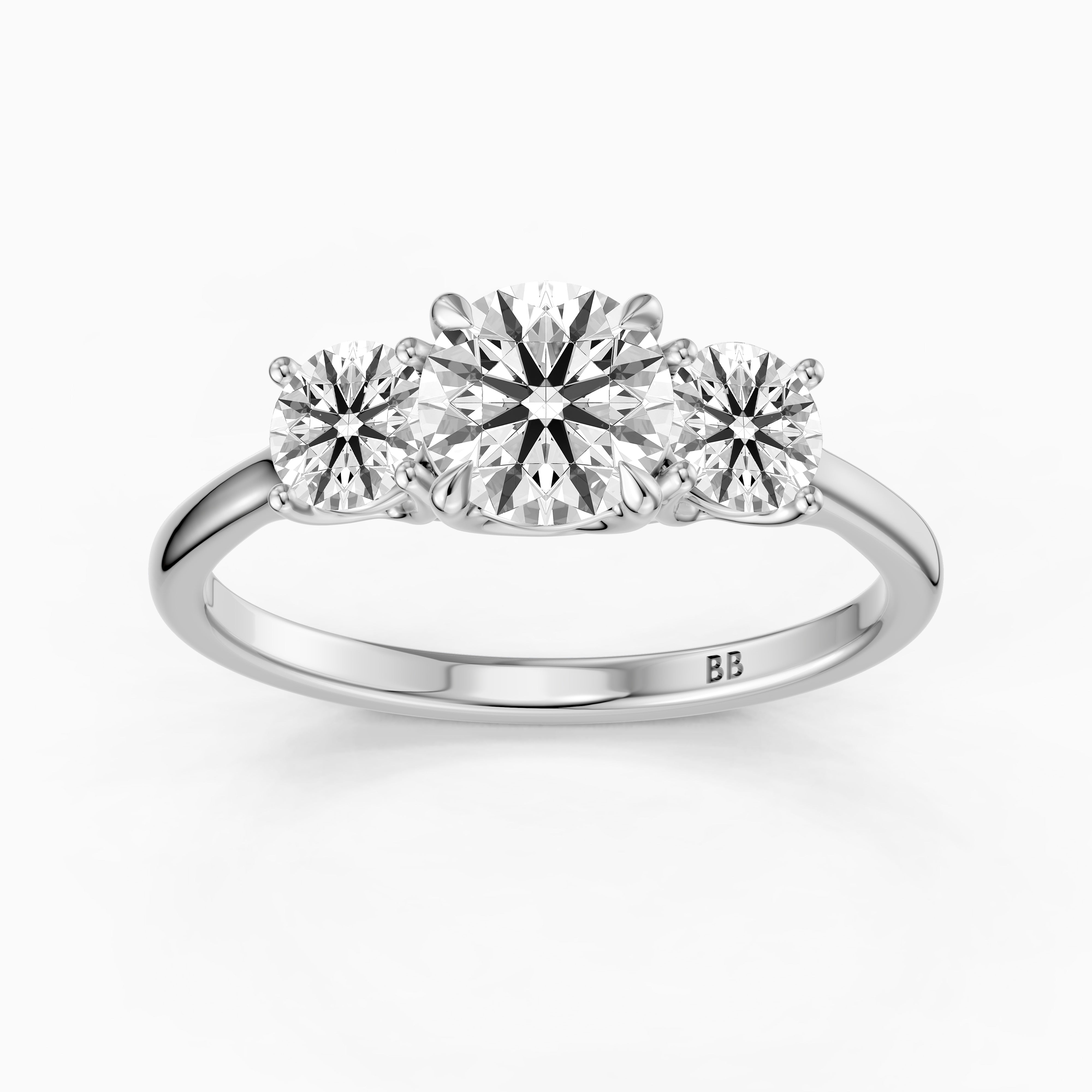 Vanessa Three Stone Round Cut Moissanite Diamond Ring