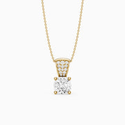 Leona Cushion Cut Lab Grown Diamond Pave Bail Pendant