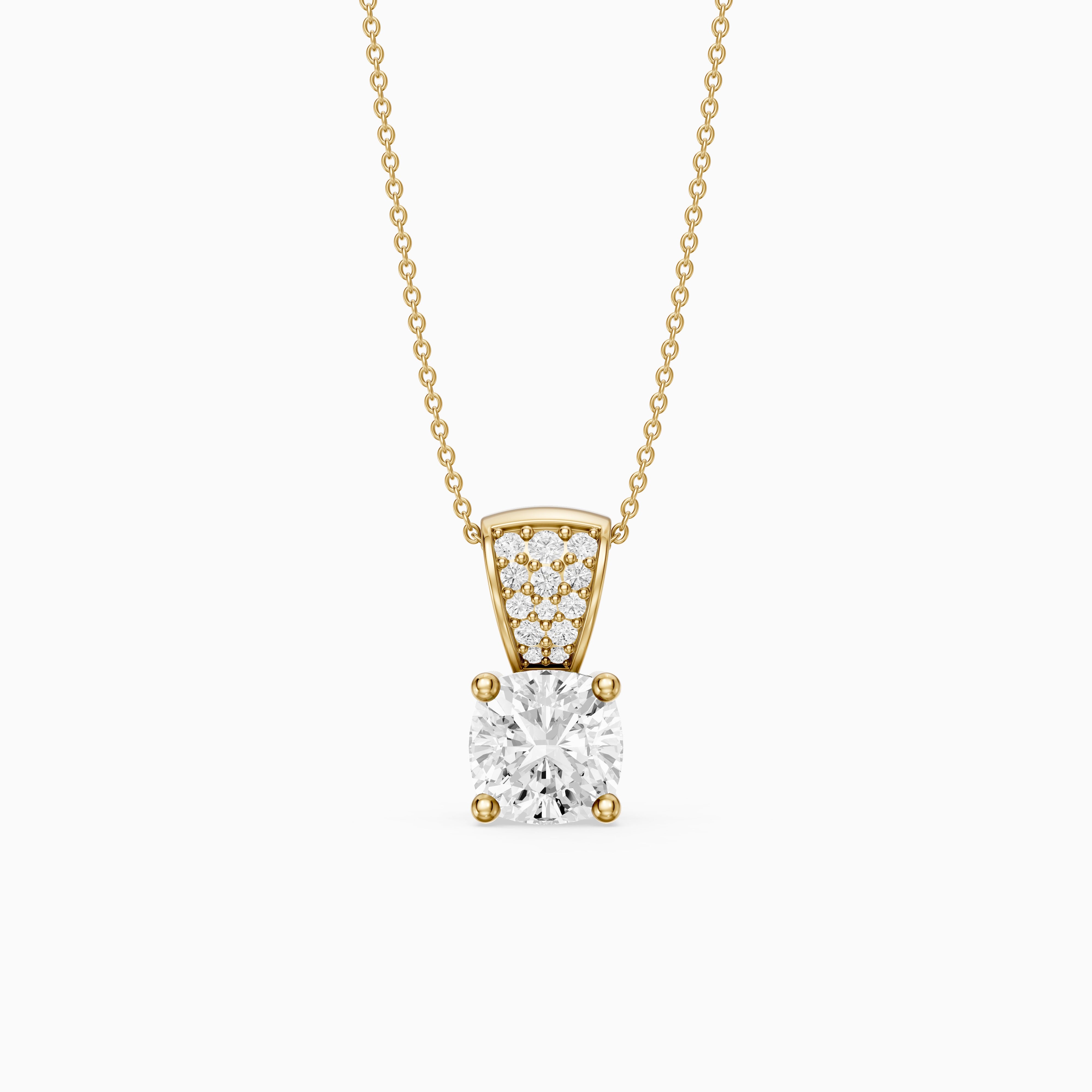 Leona Cushion Cut Lab Grown Diamond Pave Bail Pendant