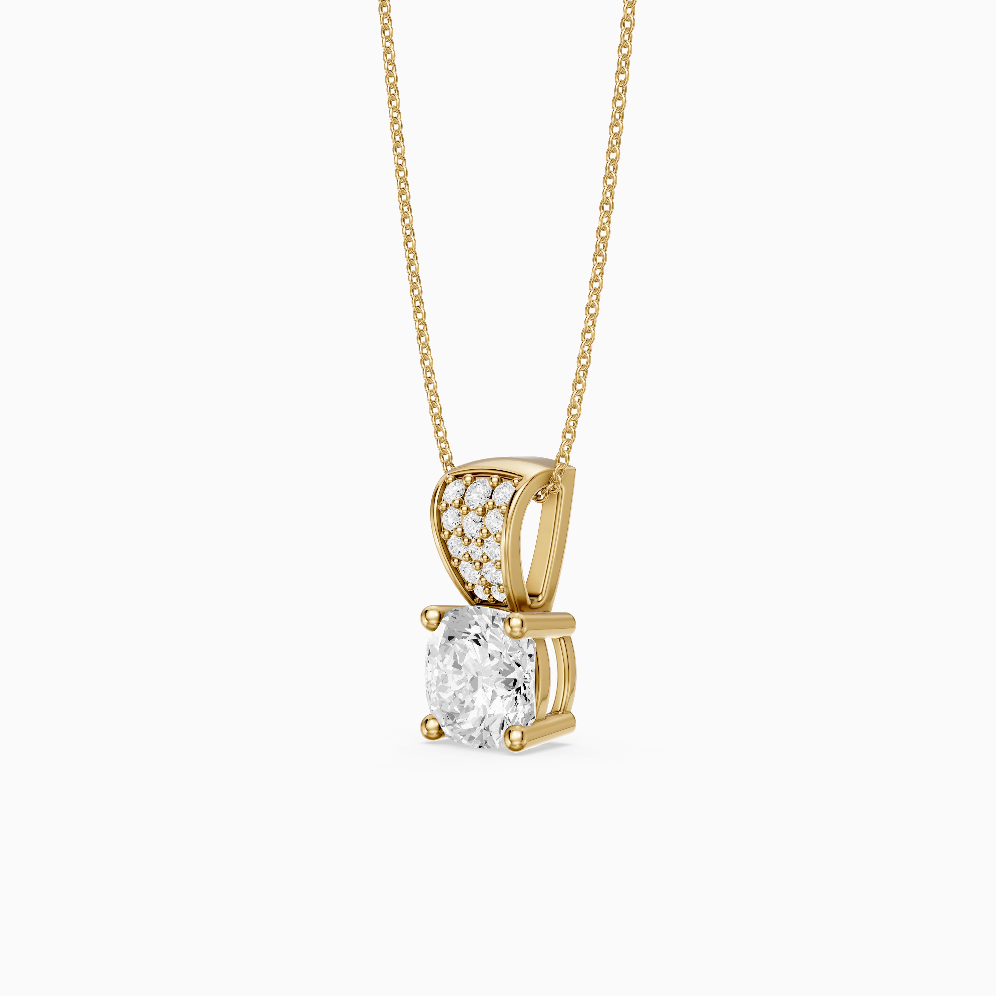 Leona Cushion Cut Lab Grown Diamond Pave Bail Pendant