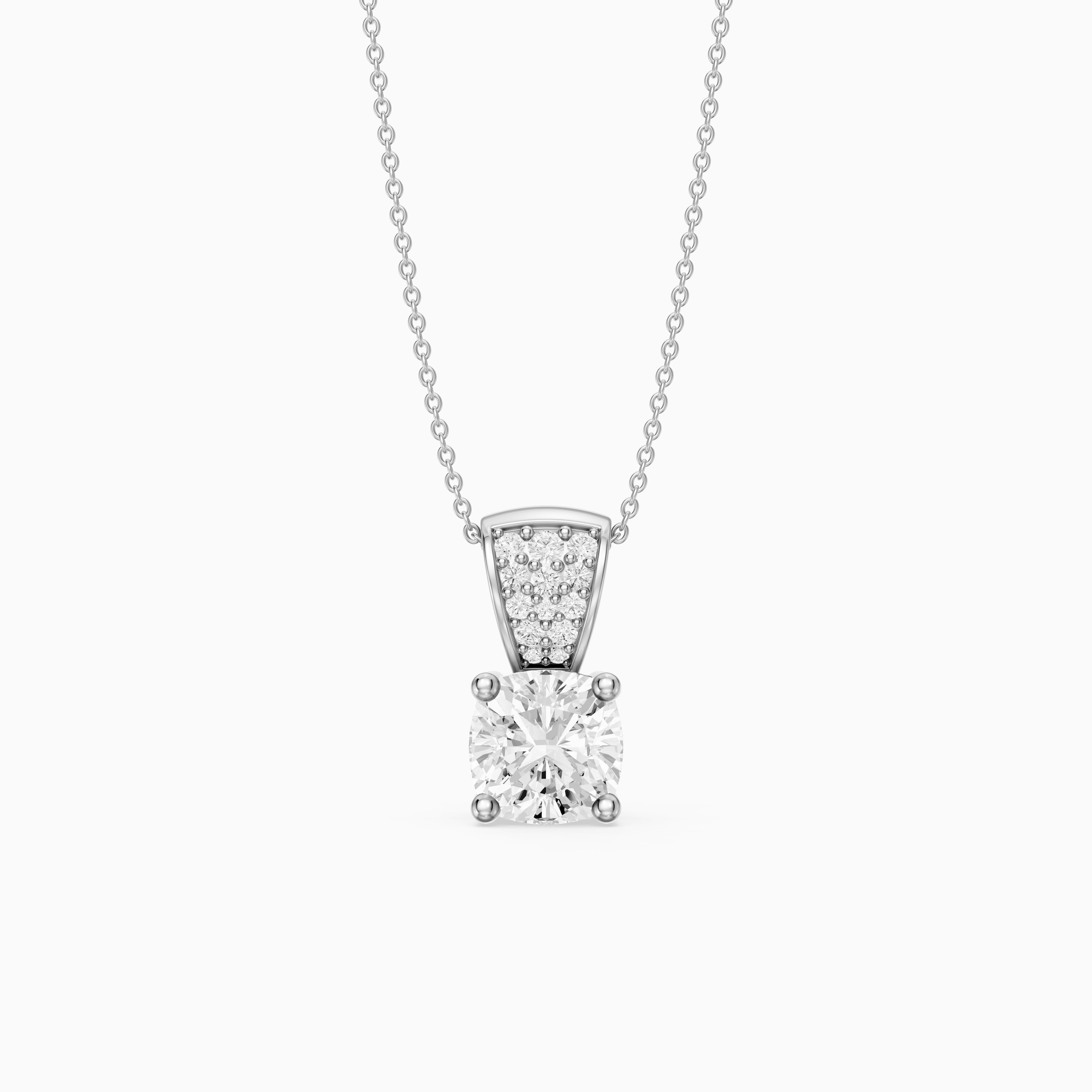 Leona Cushion Cut Lab Grown Diamond Pave Bail Pendant