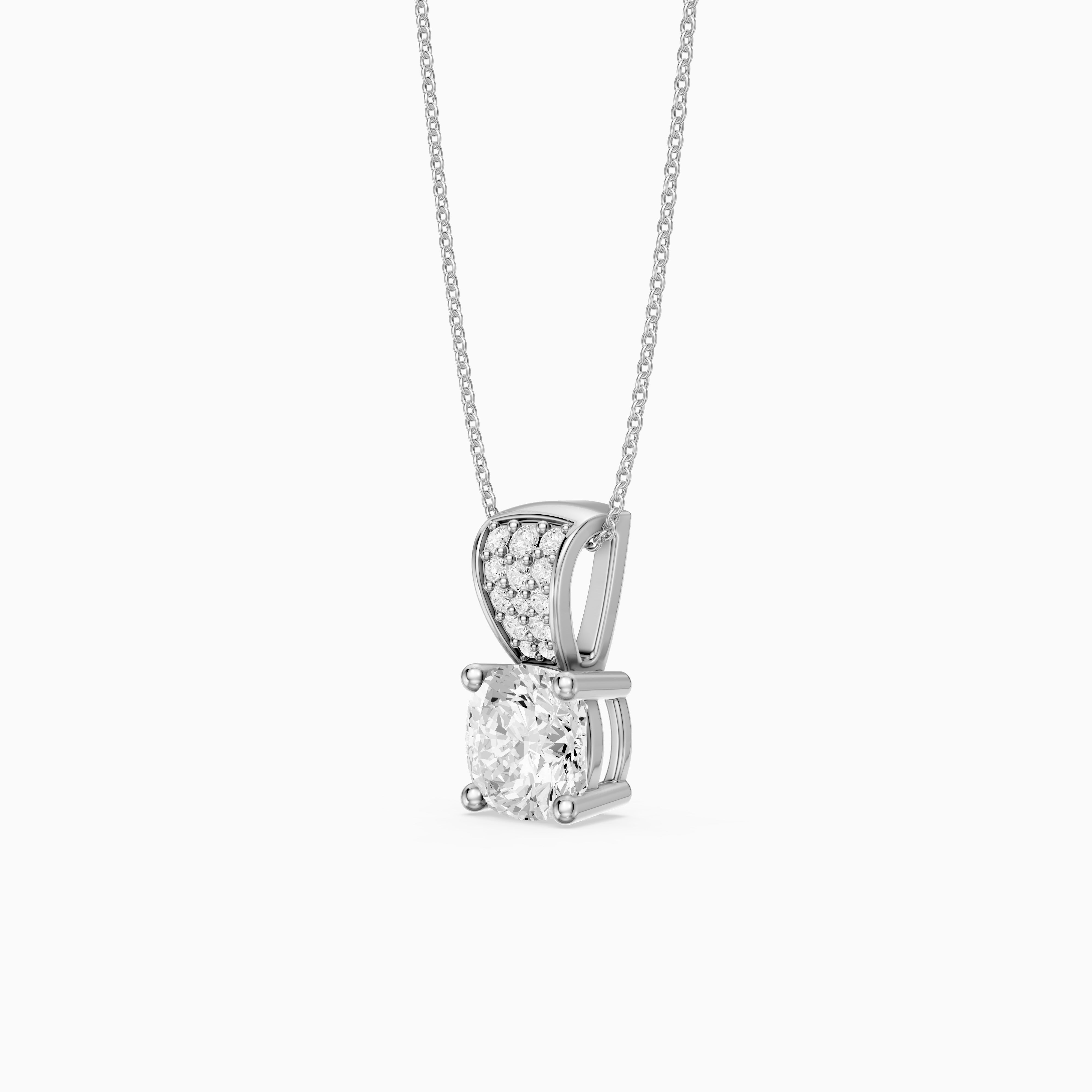 Leona Cushion Cut Lab Grown Diamond Pave Bail Pendant