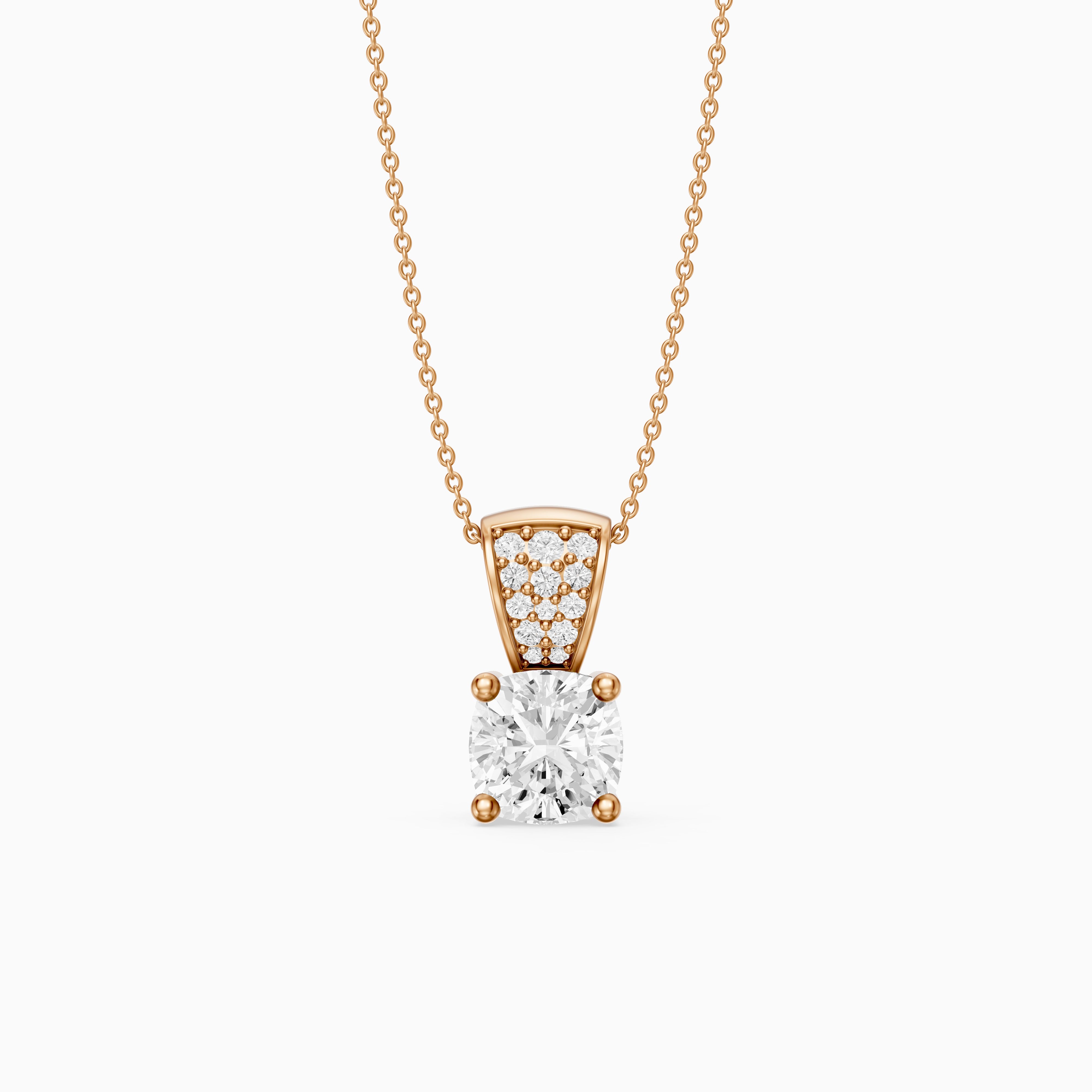 Leona Cushion Cut Lab Grown Diamond Pave Bail Pendant