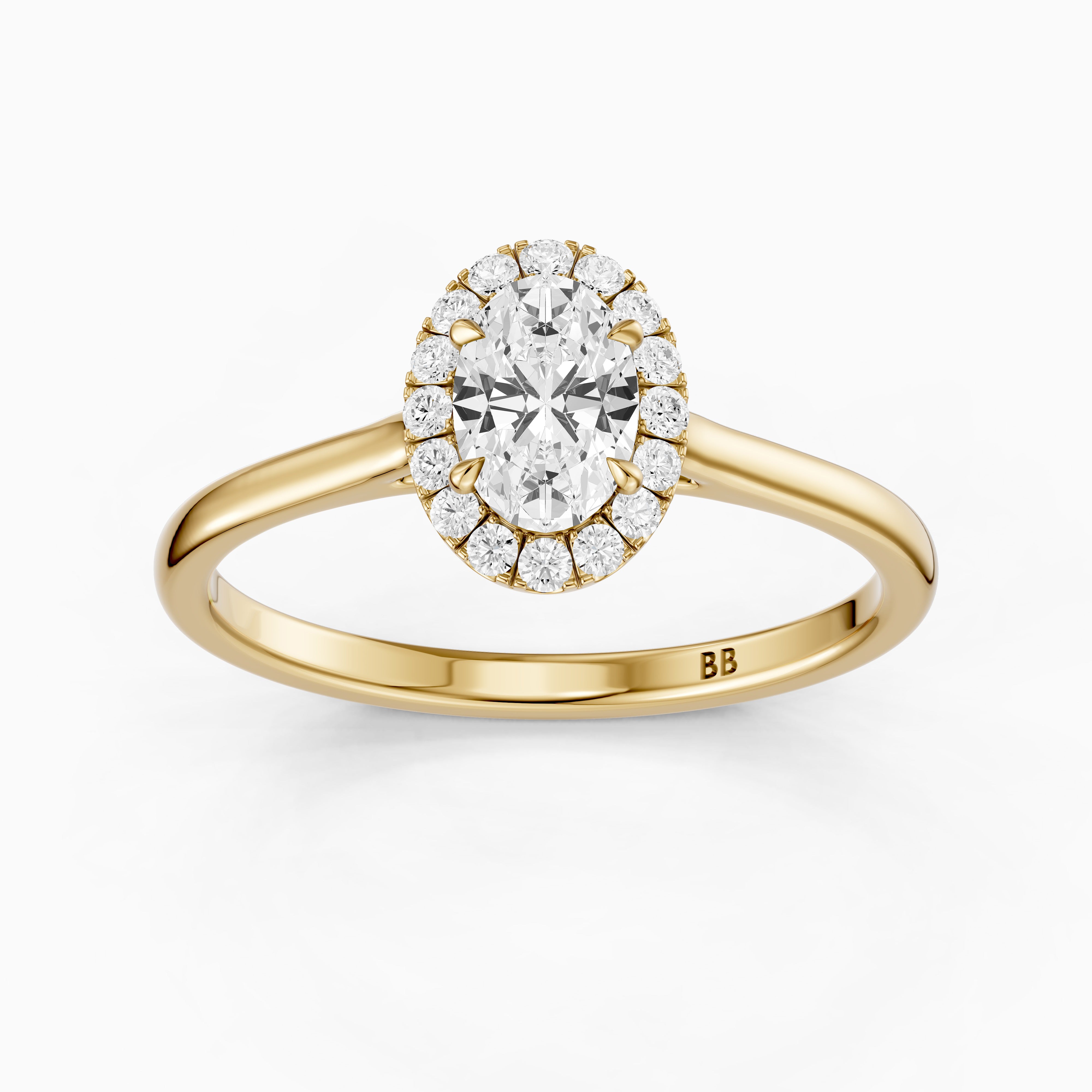 Amaris Oval Halo Cathedral Style Moissanite Diamond Ring