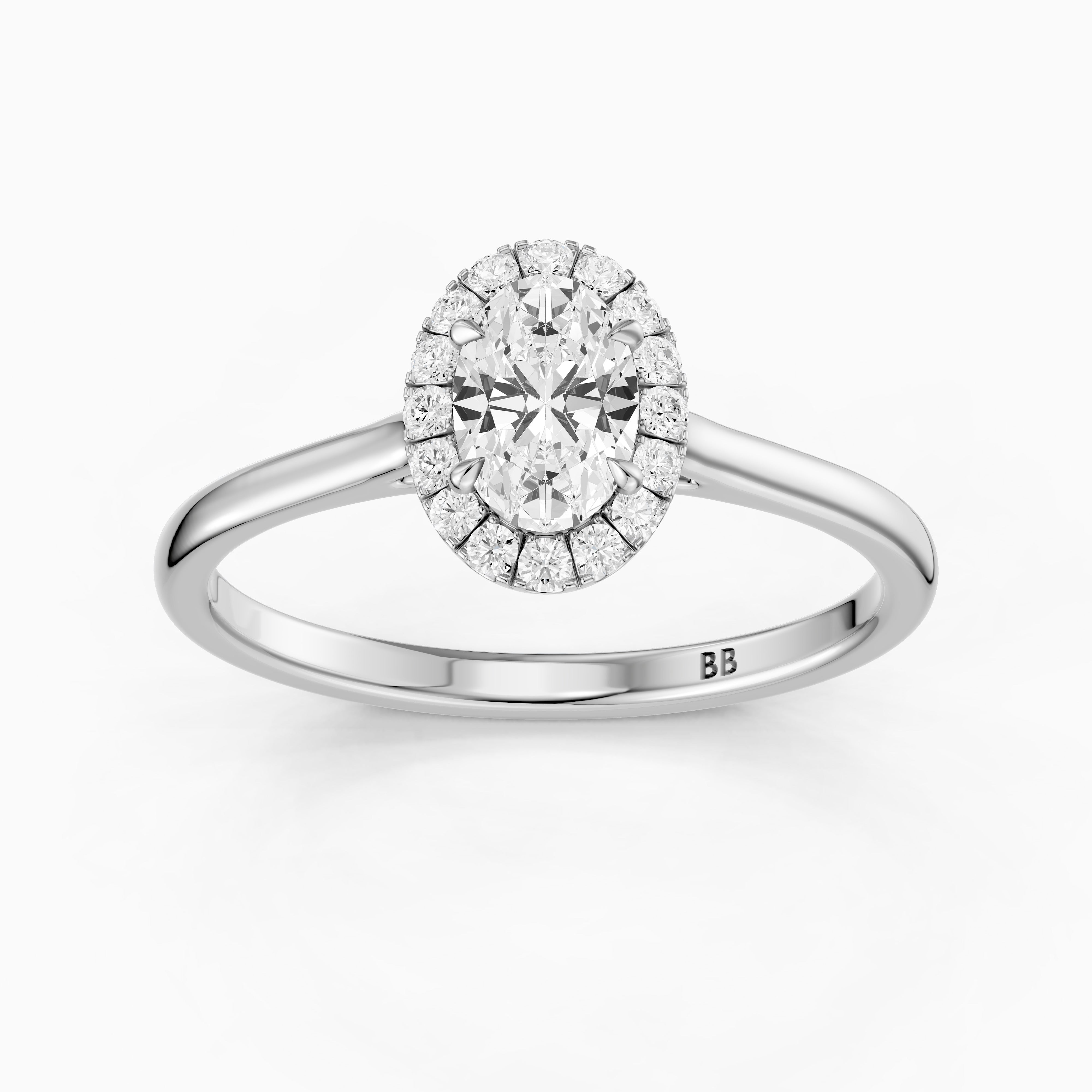 Amaris Oval Halo Cathedral Style Moissanite Diamond Ring