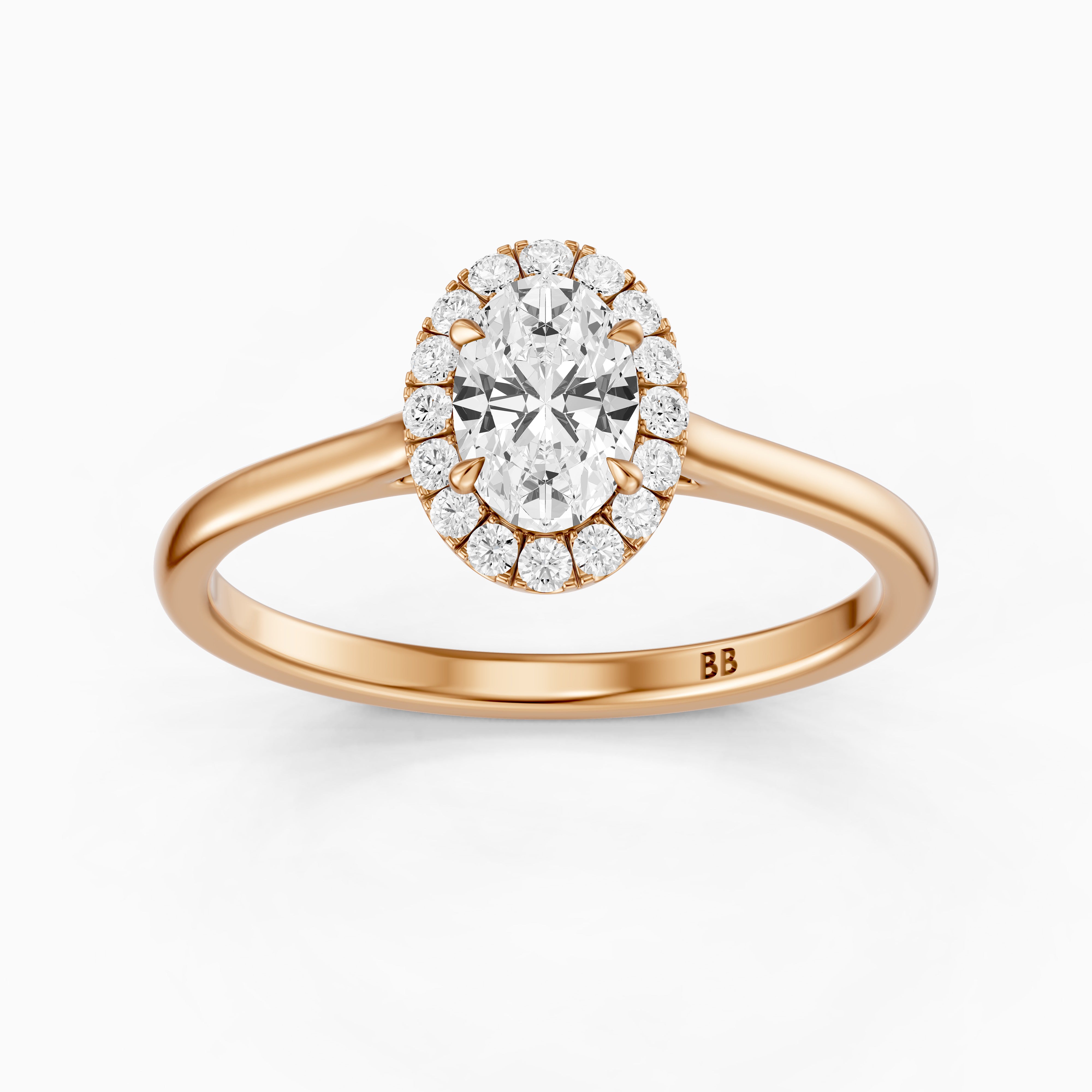 Amaris Oval Halo Cathedral Style Moissanite Diamond Ring