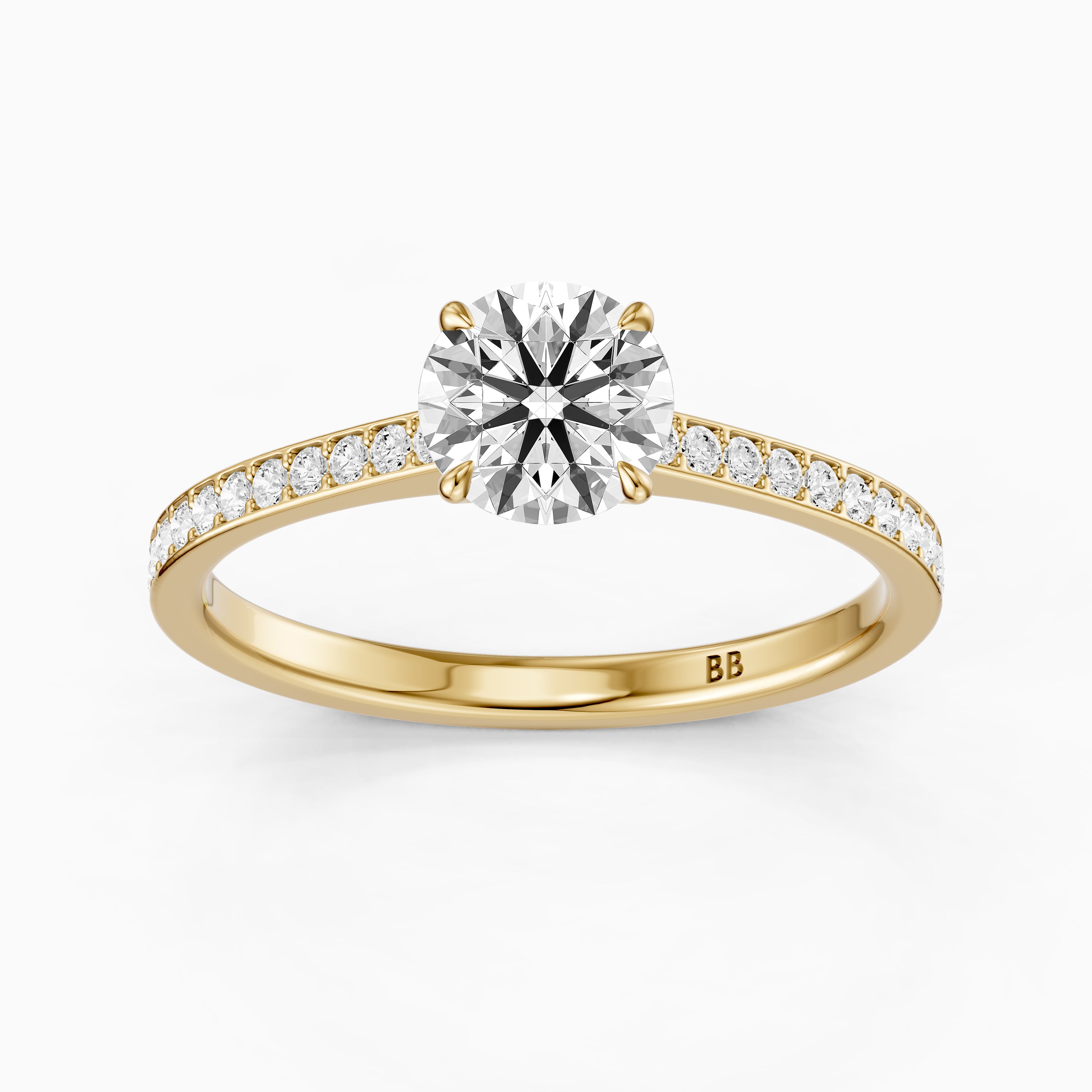 Alyssa Round Cut Side Stone Channel Set Moissanite Diamond Ring