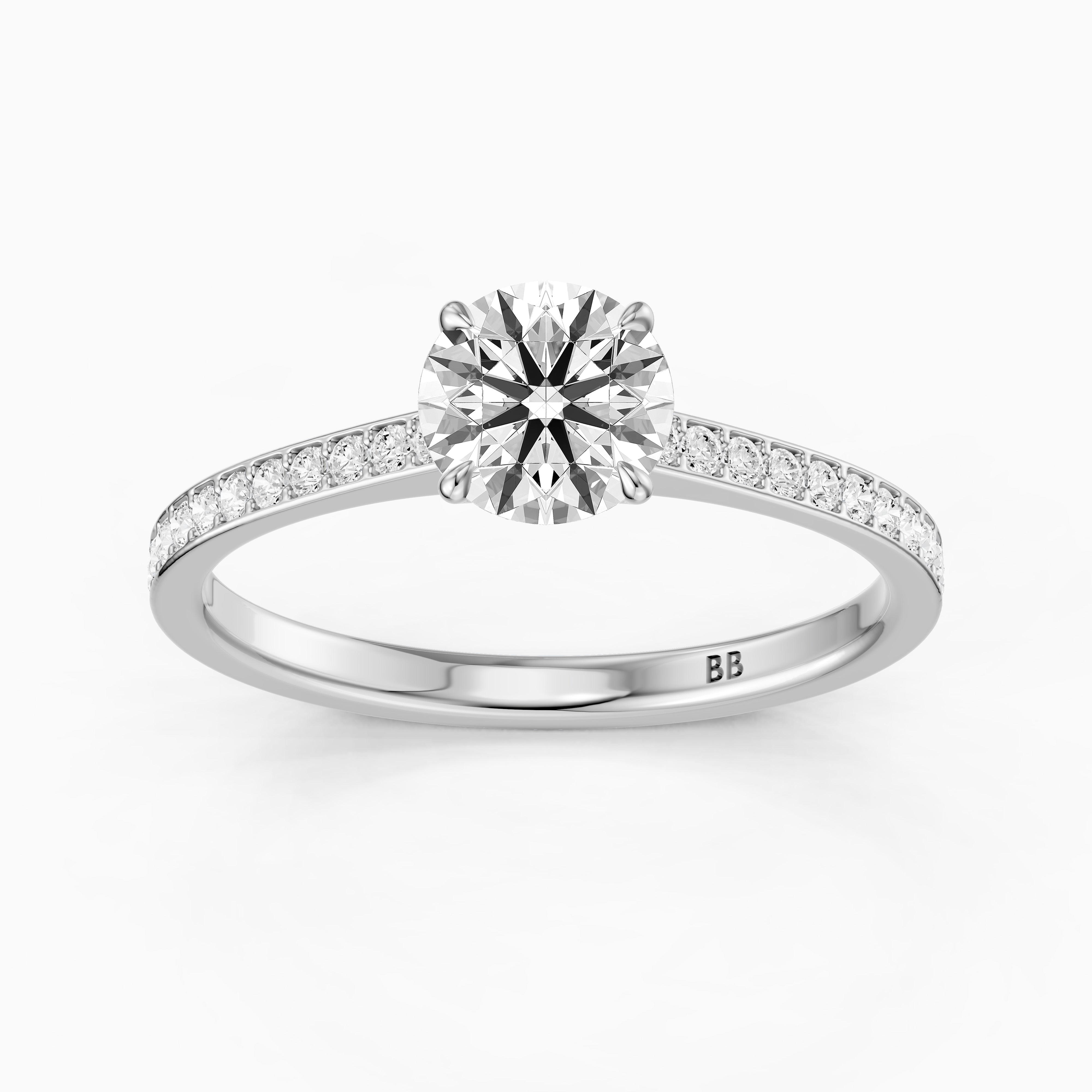 Alyssa Round Cut Side Stone Channel Set Moissanite Diamond Ring