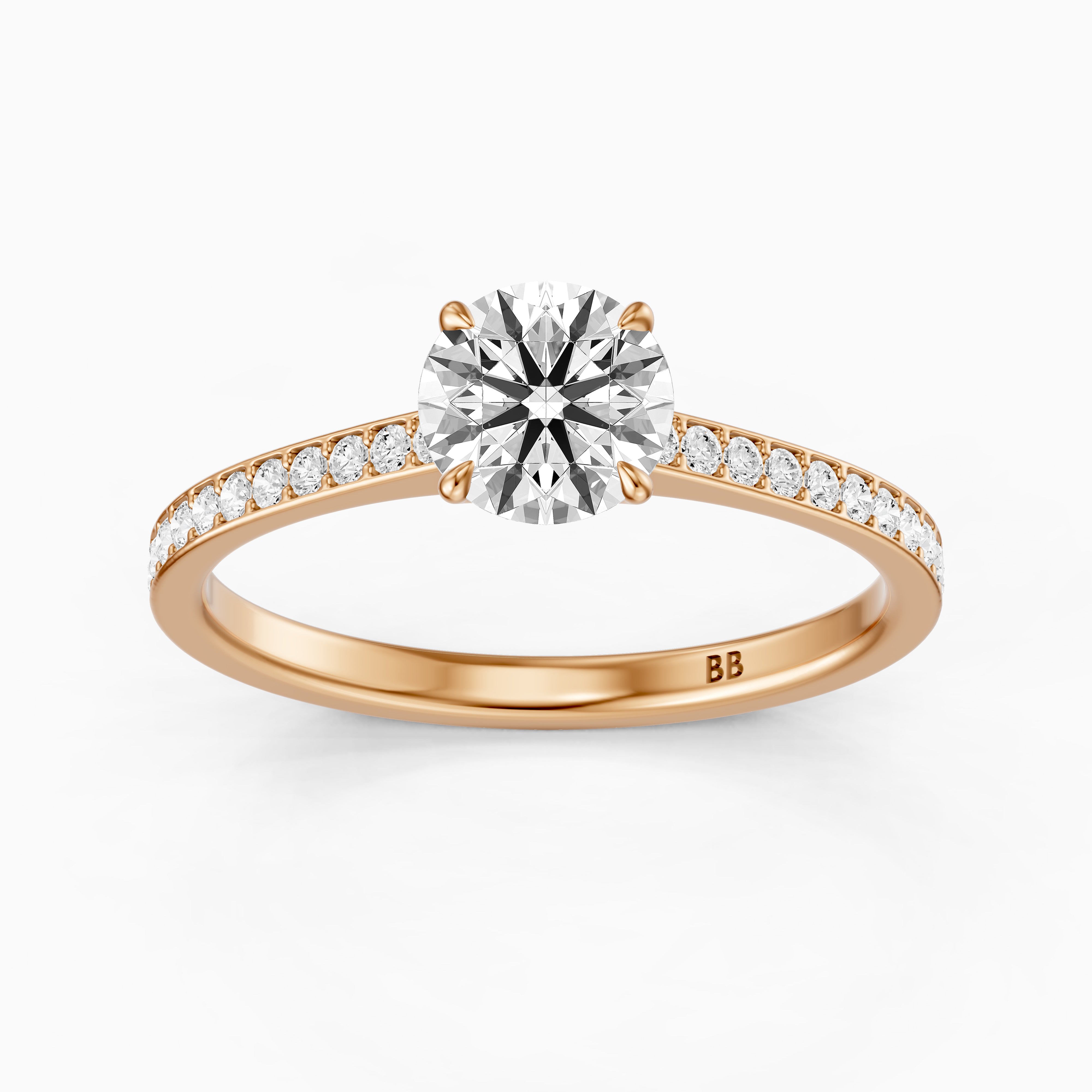 Alyssa Round Cut Side Stone Channel Set Moissanite Diamond Ring