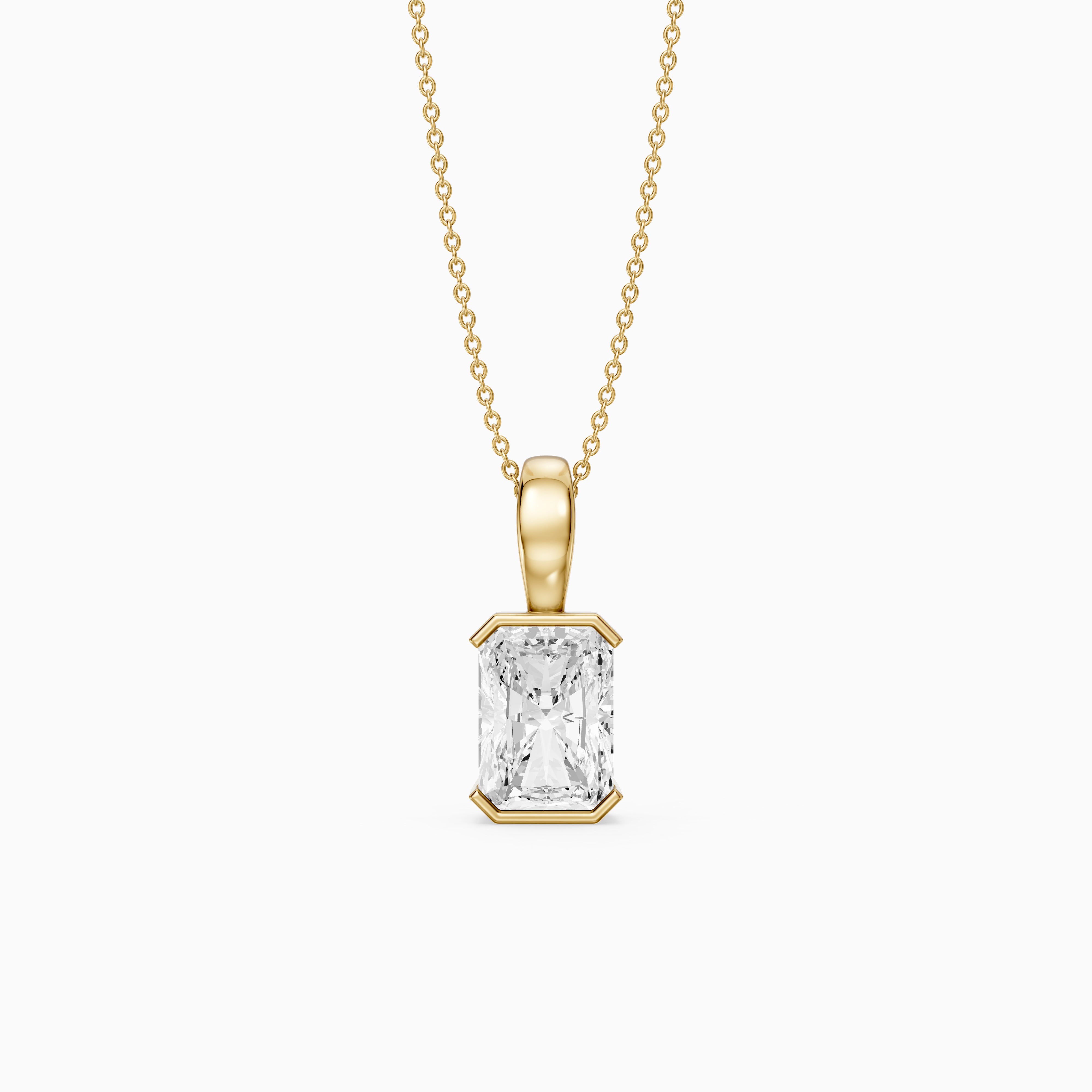 Helena Half Bezel Radiant Cut Lab Diamond Pendant