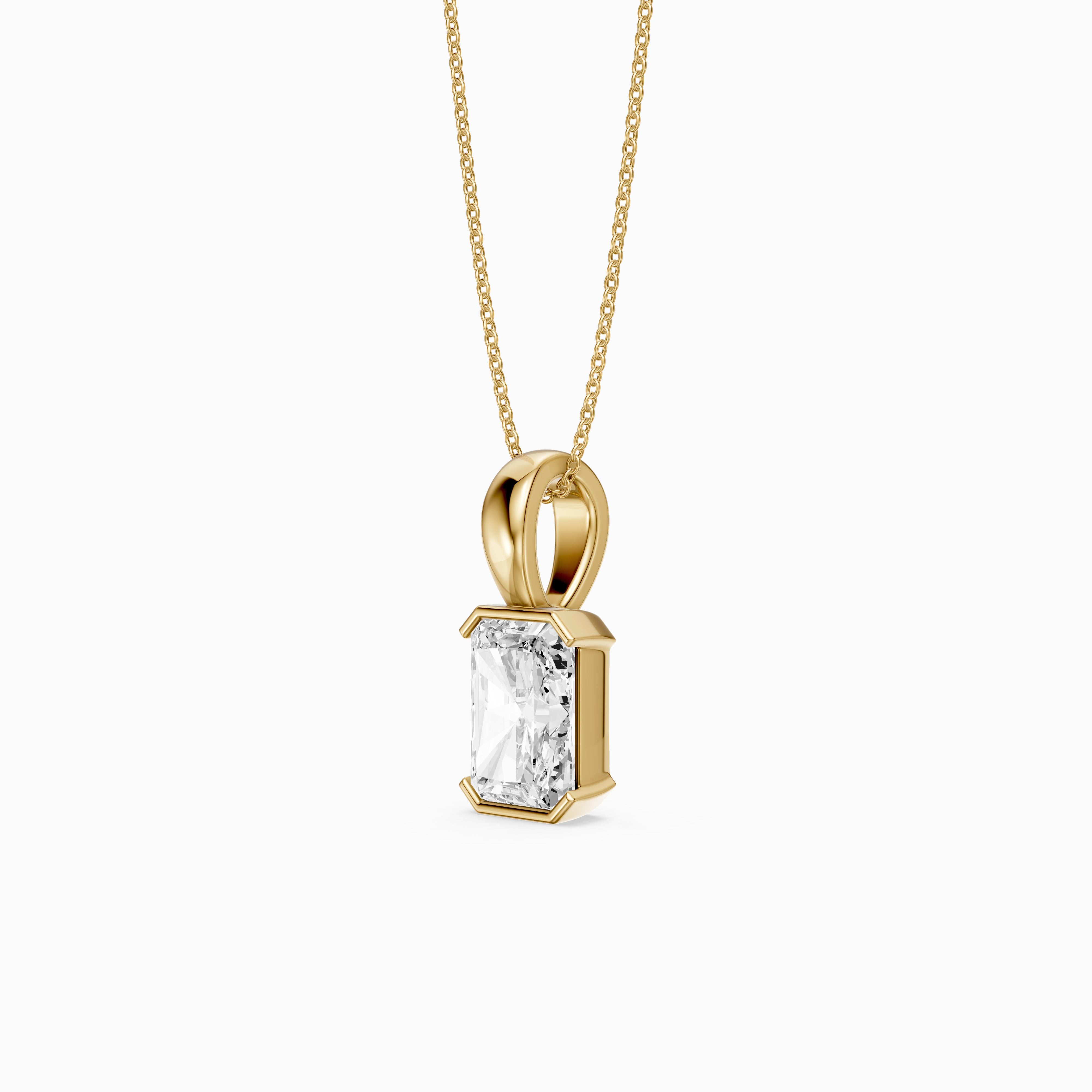 Helena Half Bezel Radiant Cut Lab Diamond Pendant