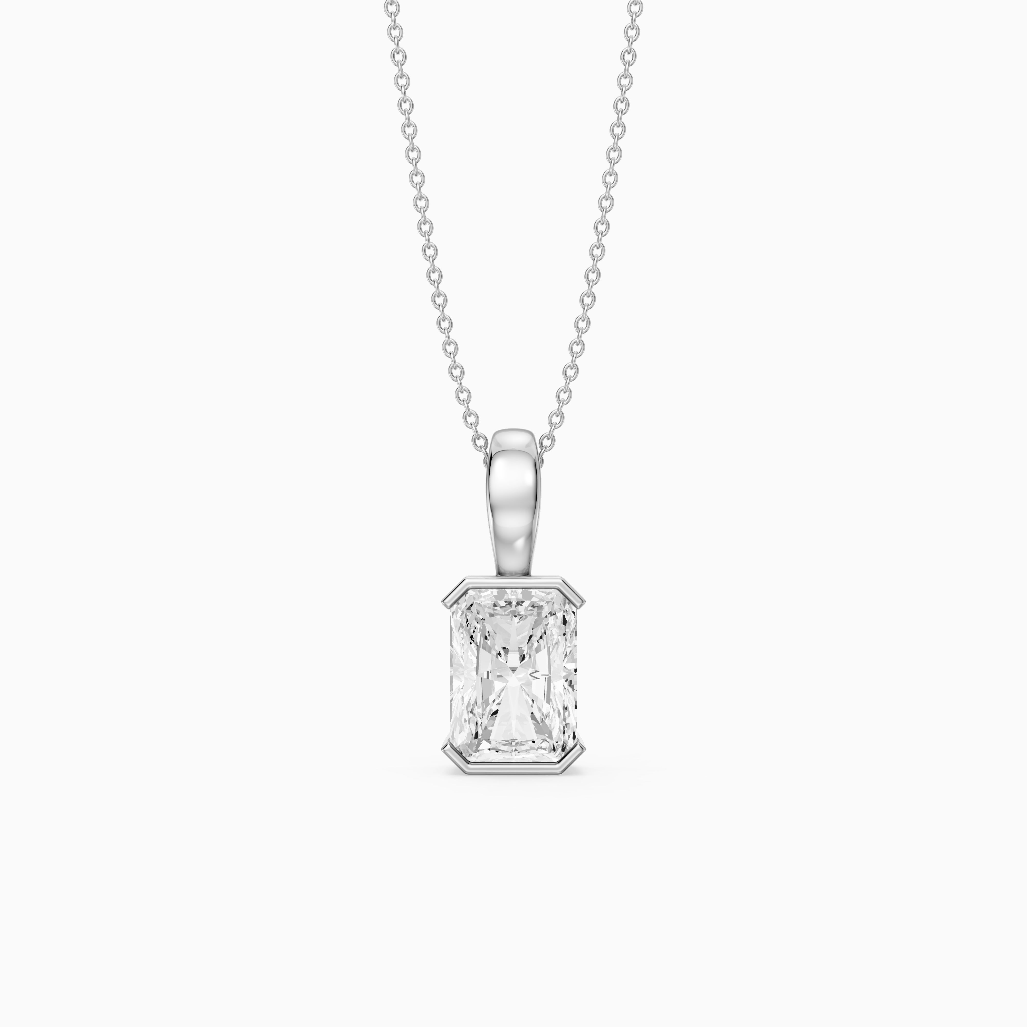 Helena Half Bezel Radiant Cut Lab Diamond Pendant