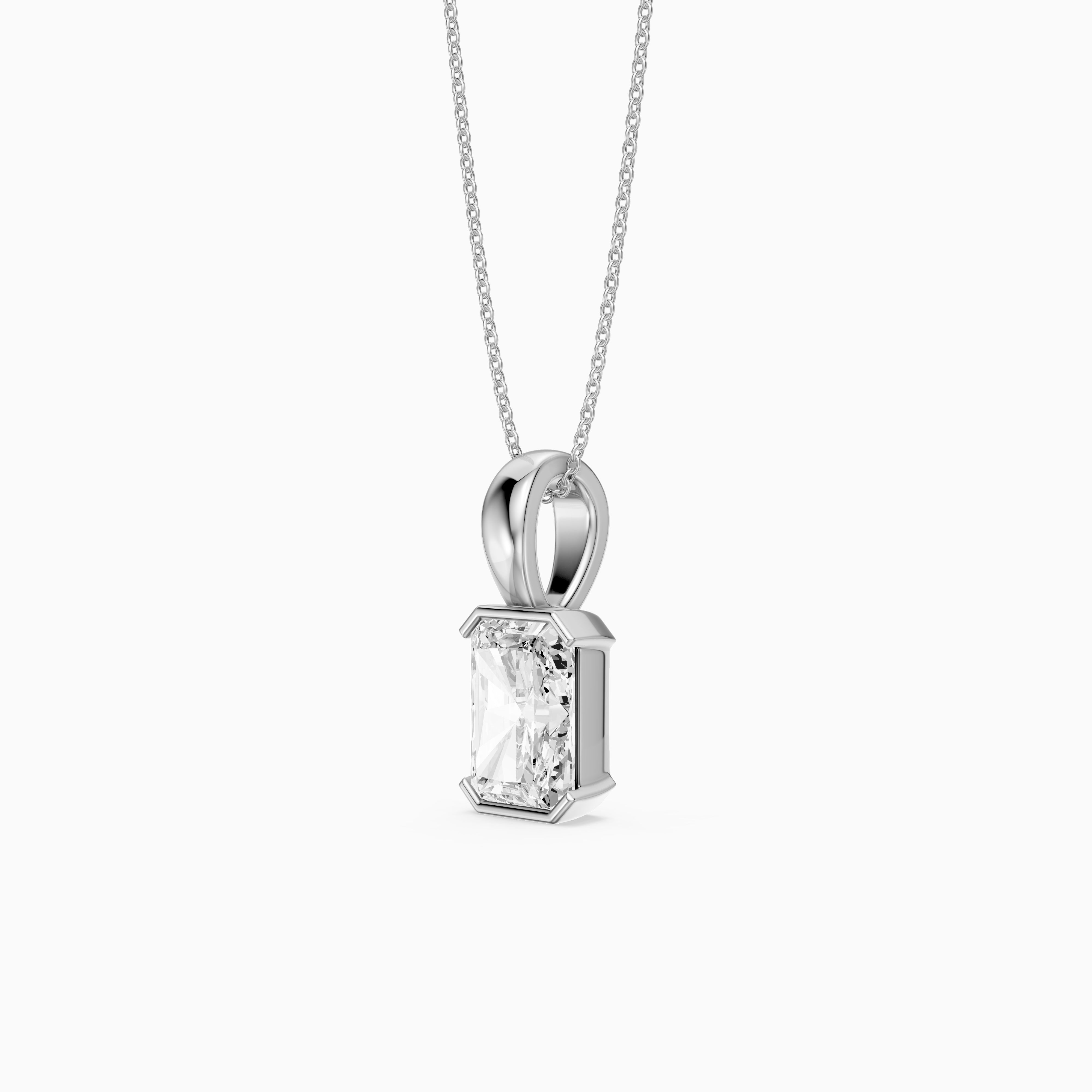 Helena Half Bezel Radiant Cut Lab Diamond Pendant