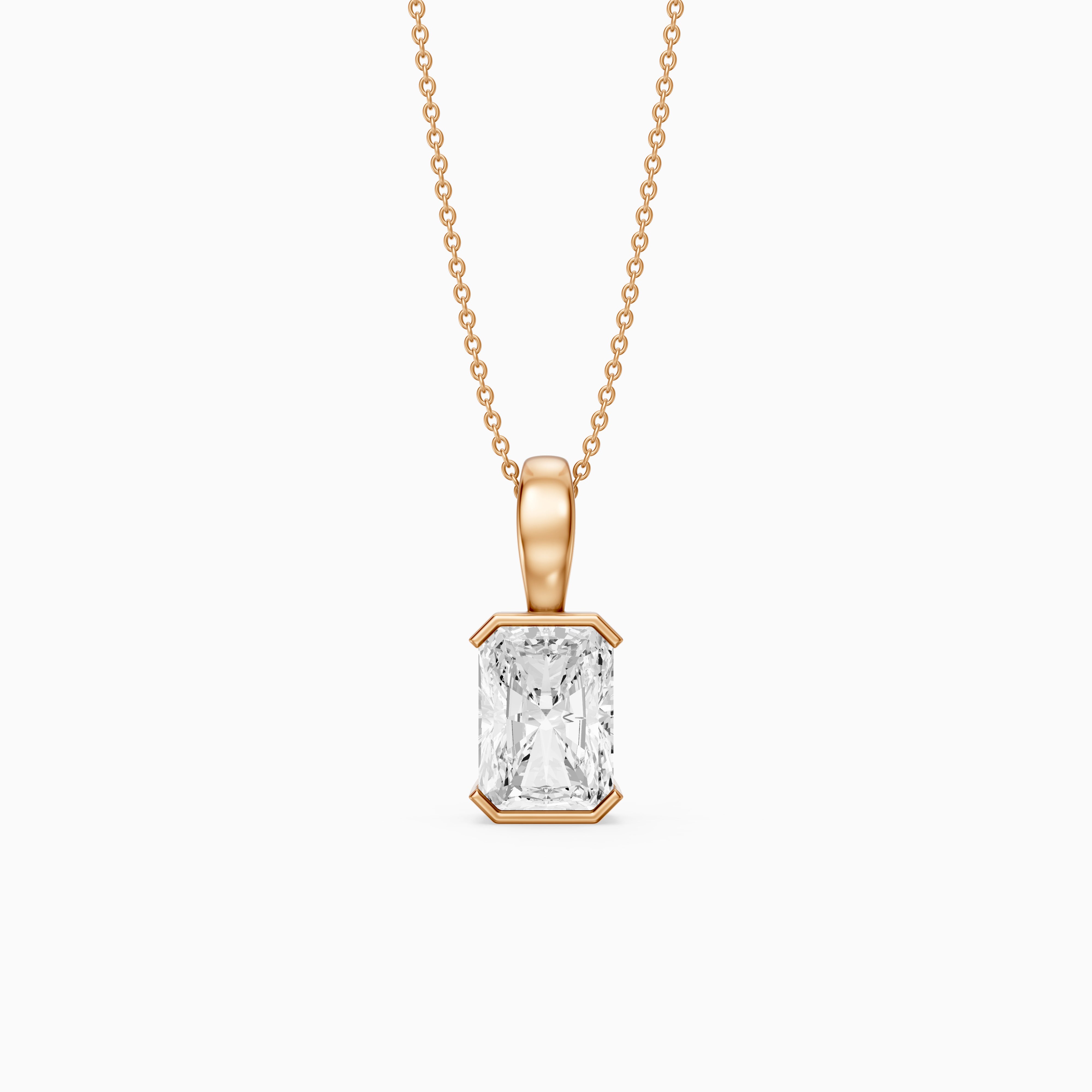 Helena Half Bezel Radiant Cut Lab Diamond Pendant