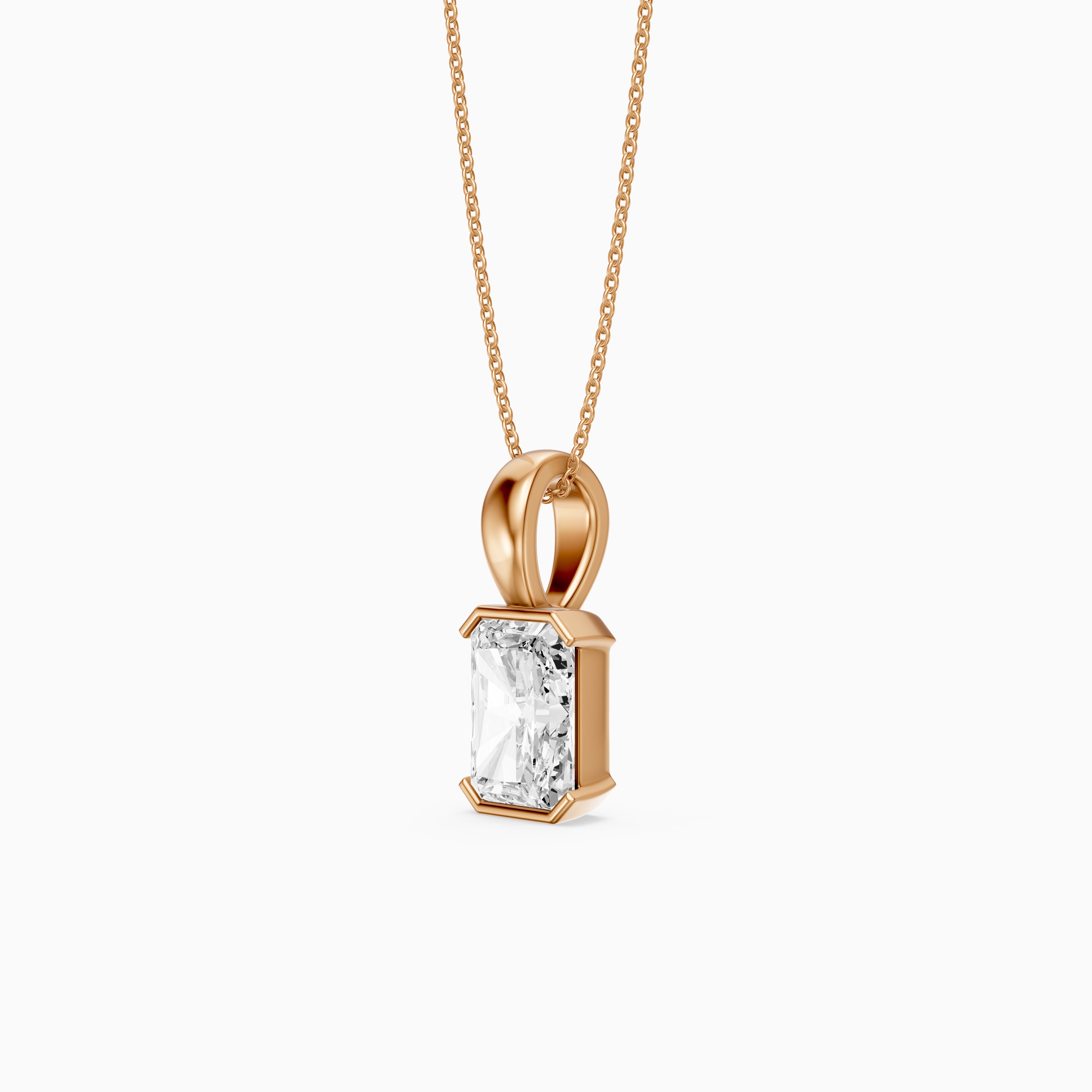 Helena Half Bezel Radiant Cut Lab Diamond Pendant