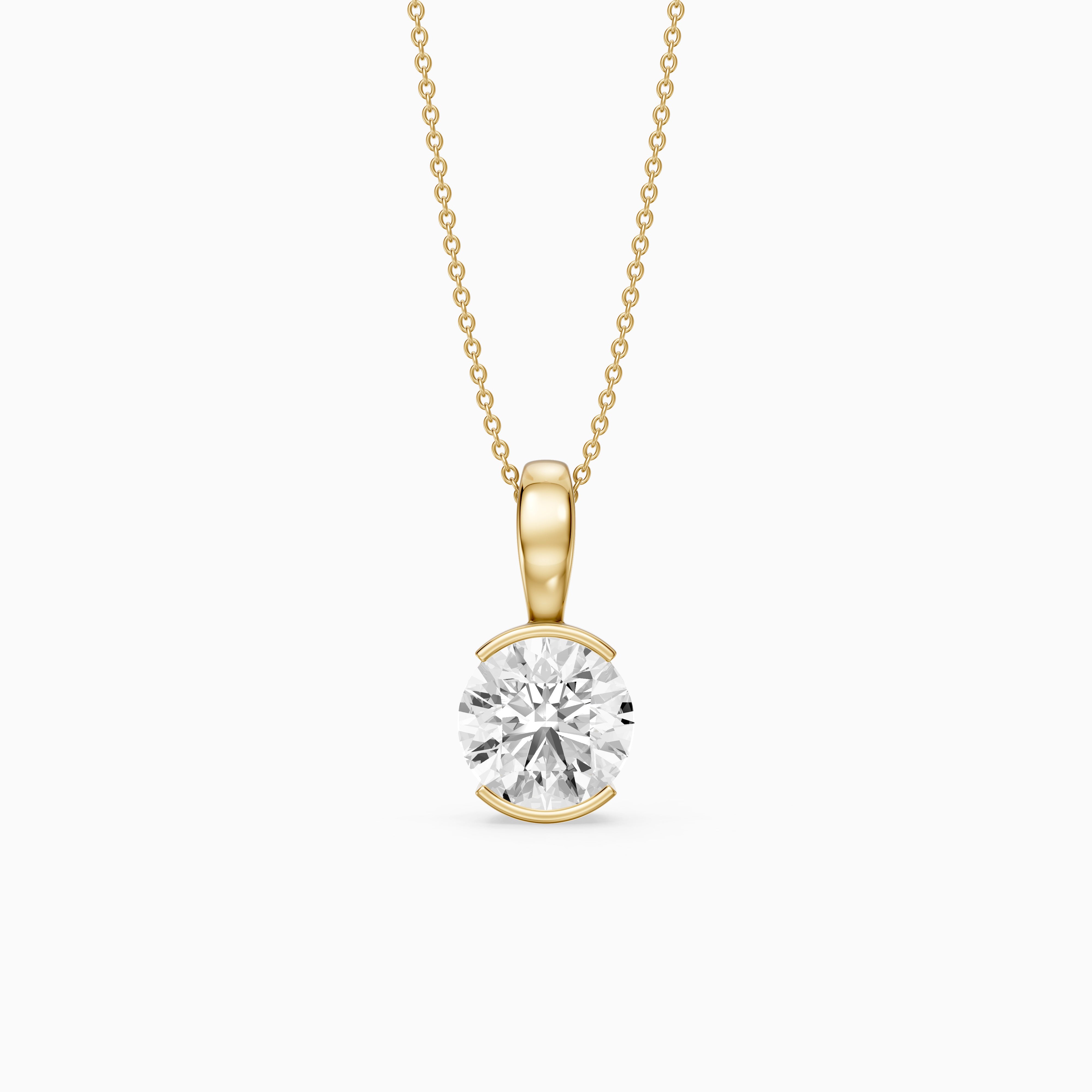 Kayla Round Lab Grown Diamond Half Bezel Pendant