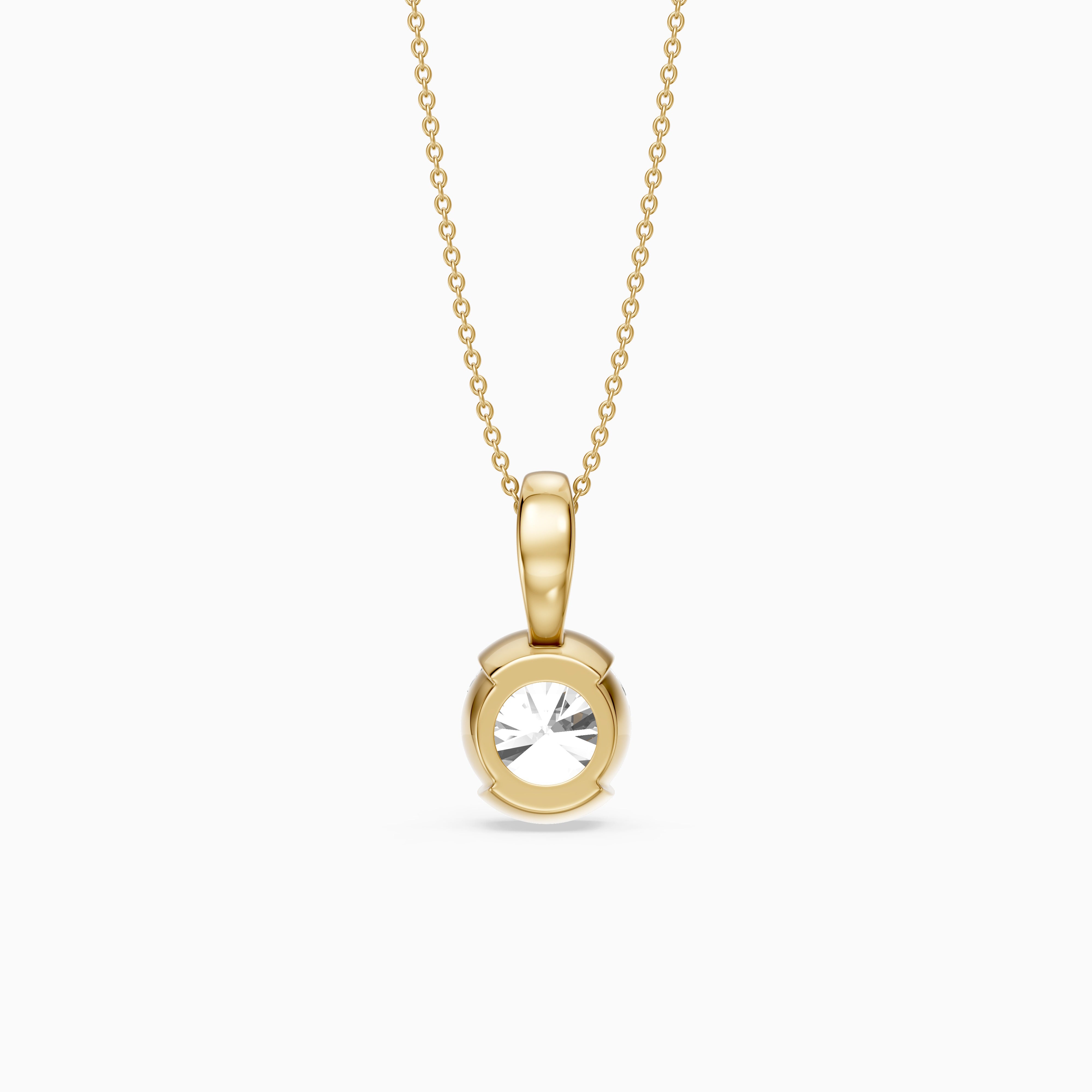 Kayla Round Lab Grown Diamond Half Bezel Pendant
