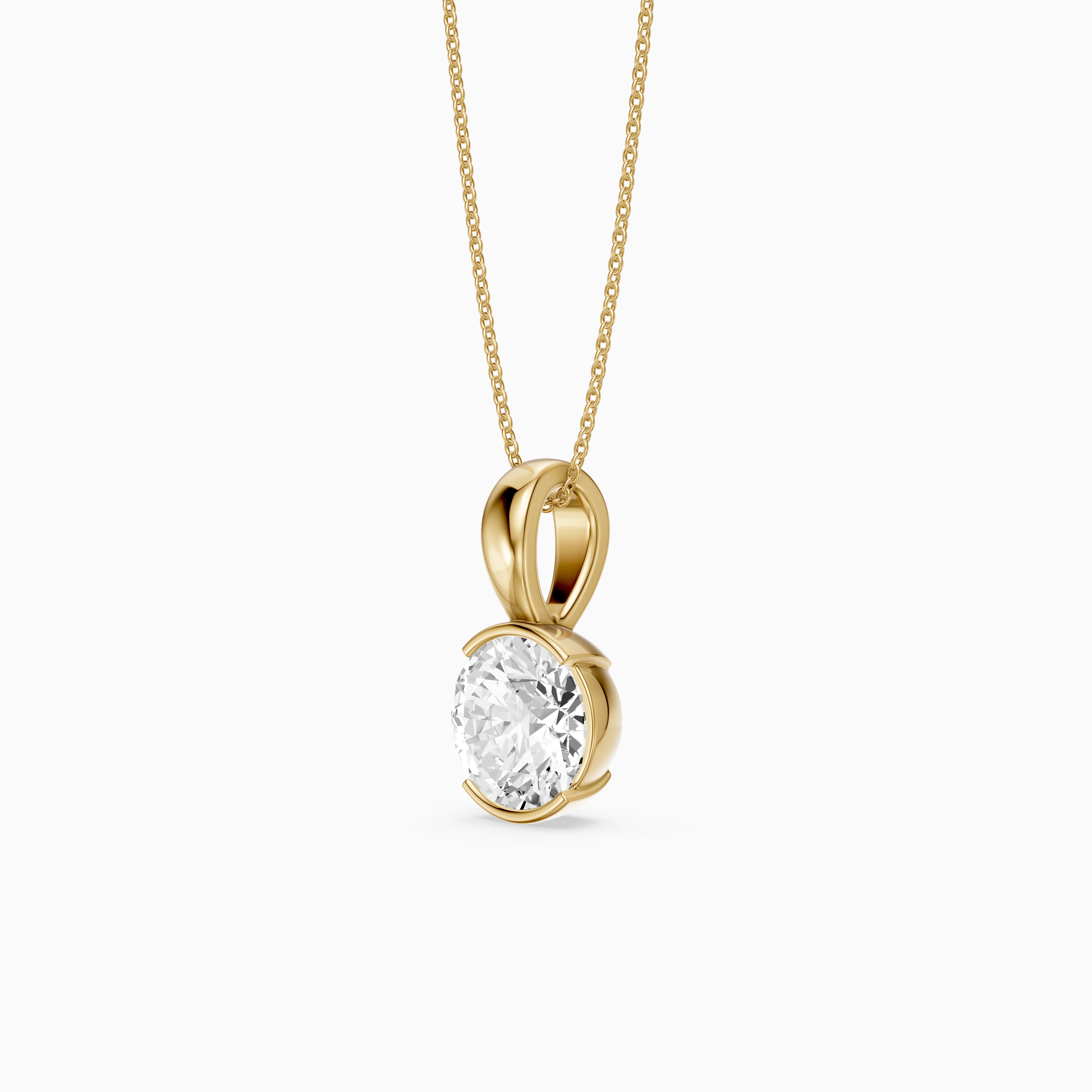 Kayla Round Lab Grown Diamond Half Bezel Pendant