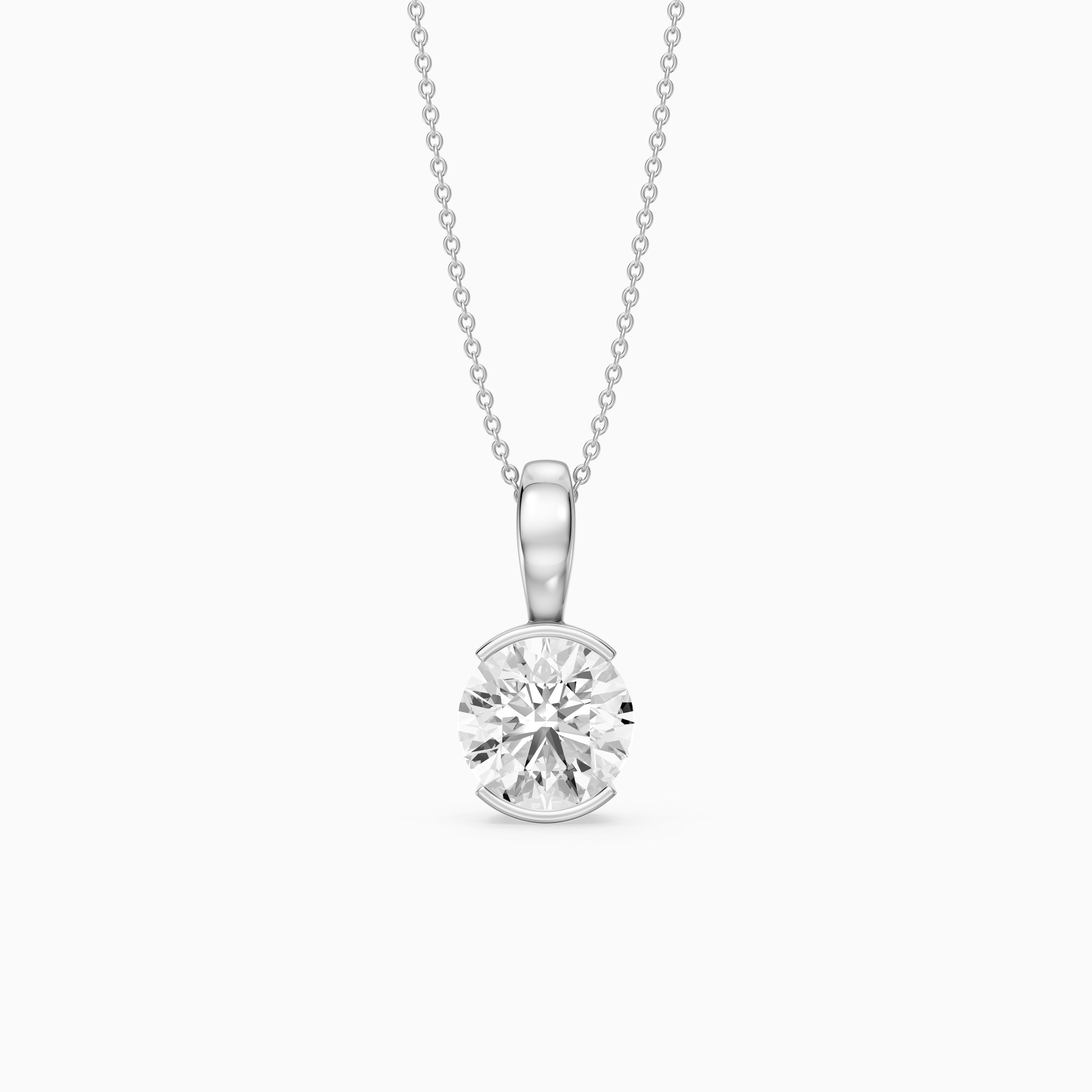 Kayla Round Lab Grown Diamond Half Bezel Pendant