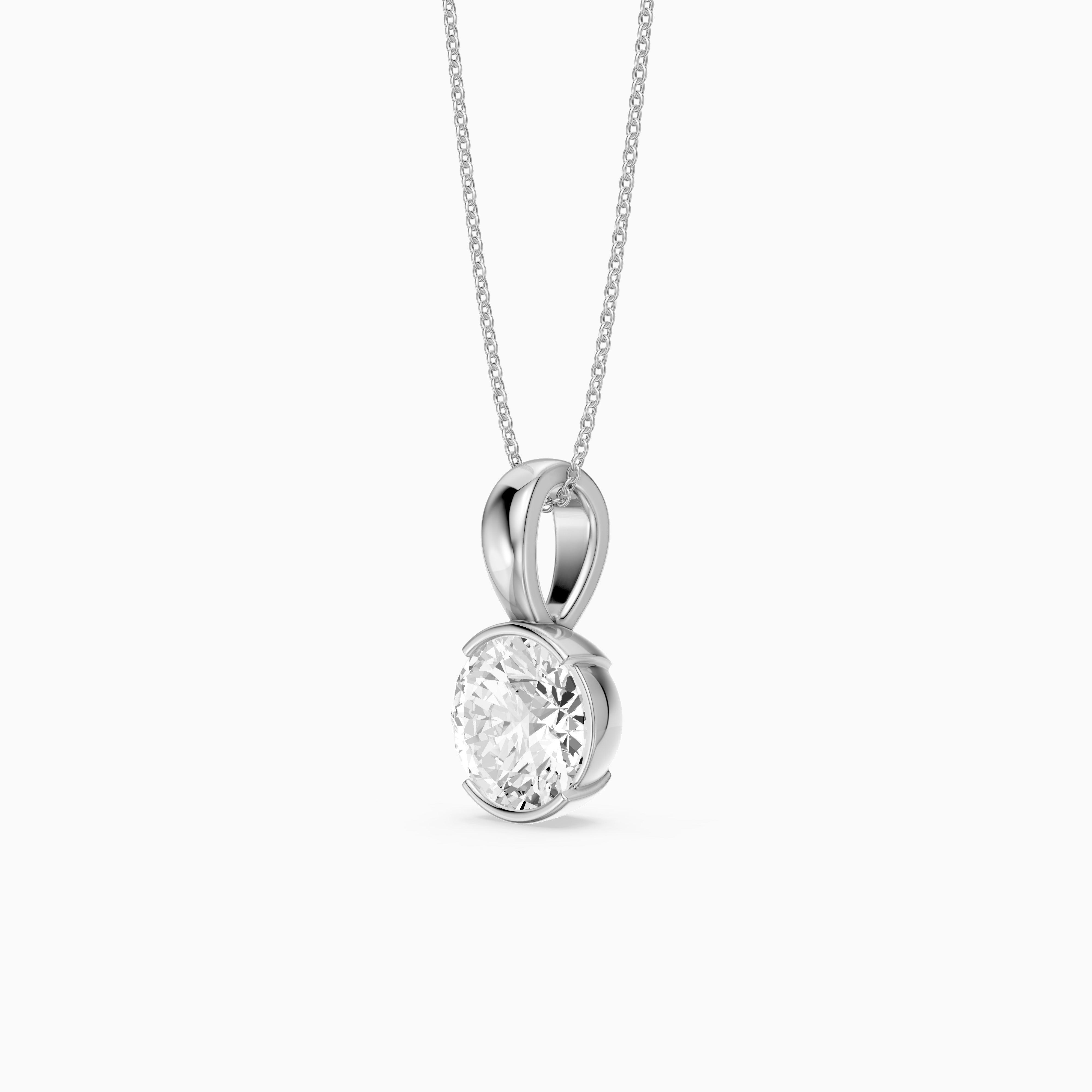 Kayla Round Lab Grown Diamond Half Bezel Pendant