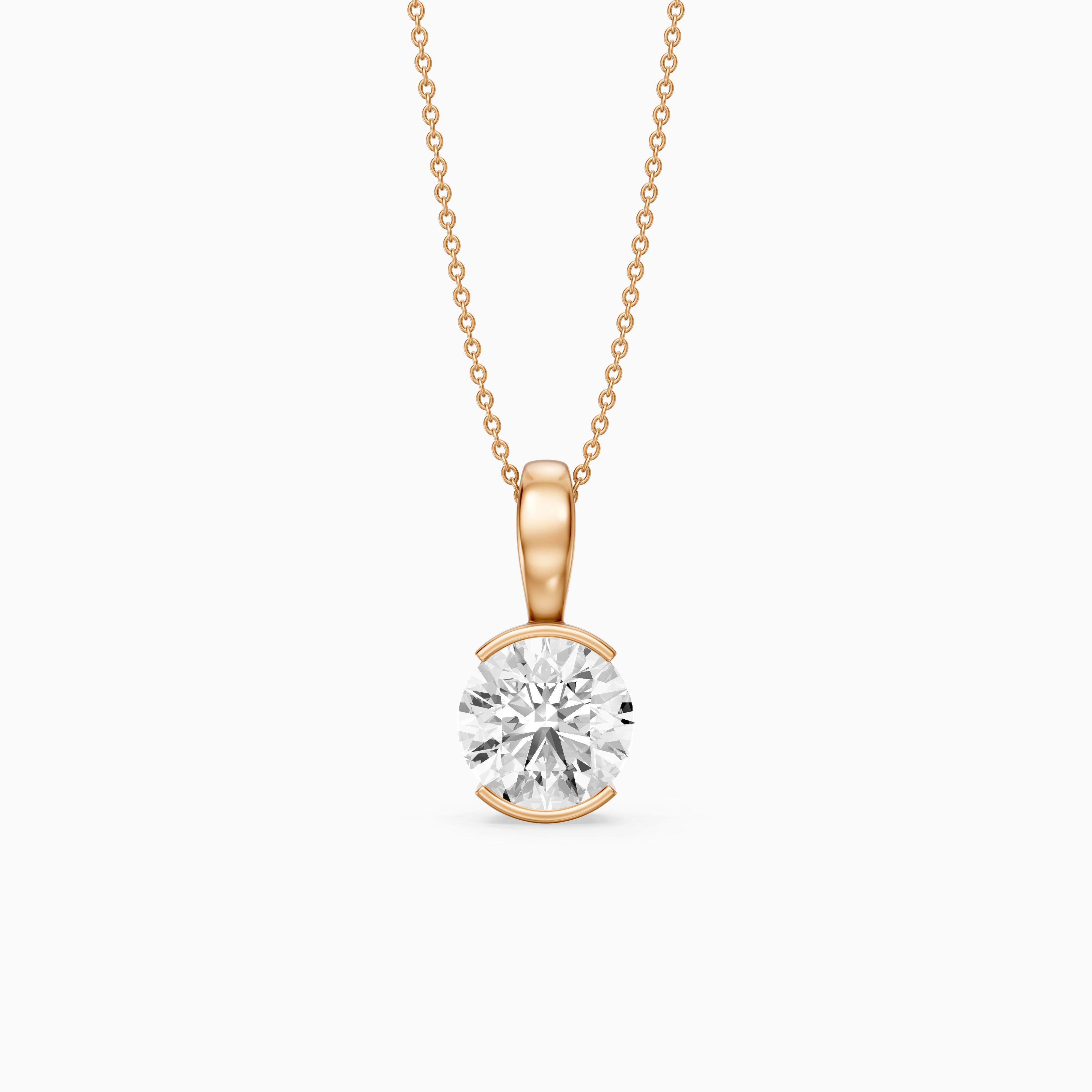 Kayla Round Lab Grown Diamond Half Bezel Pendant
