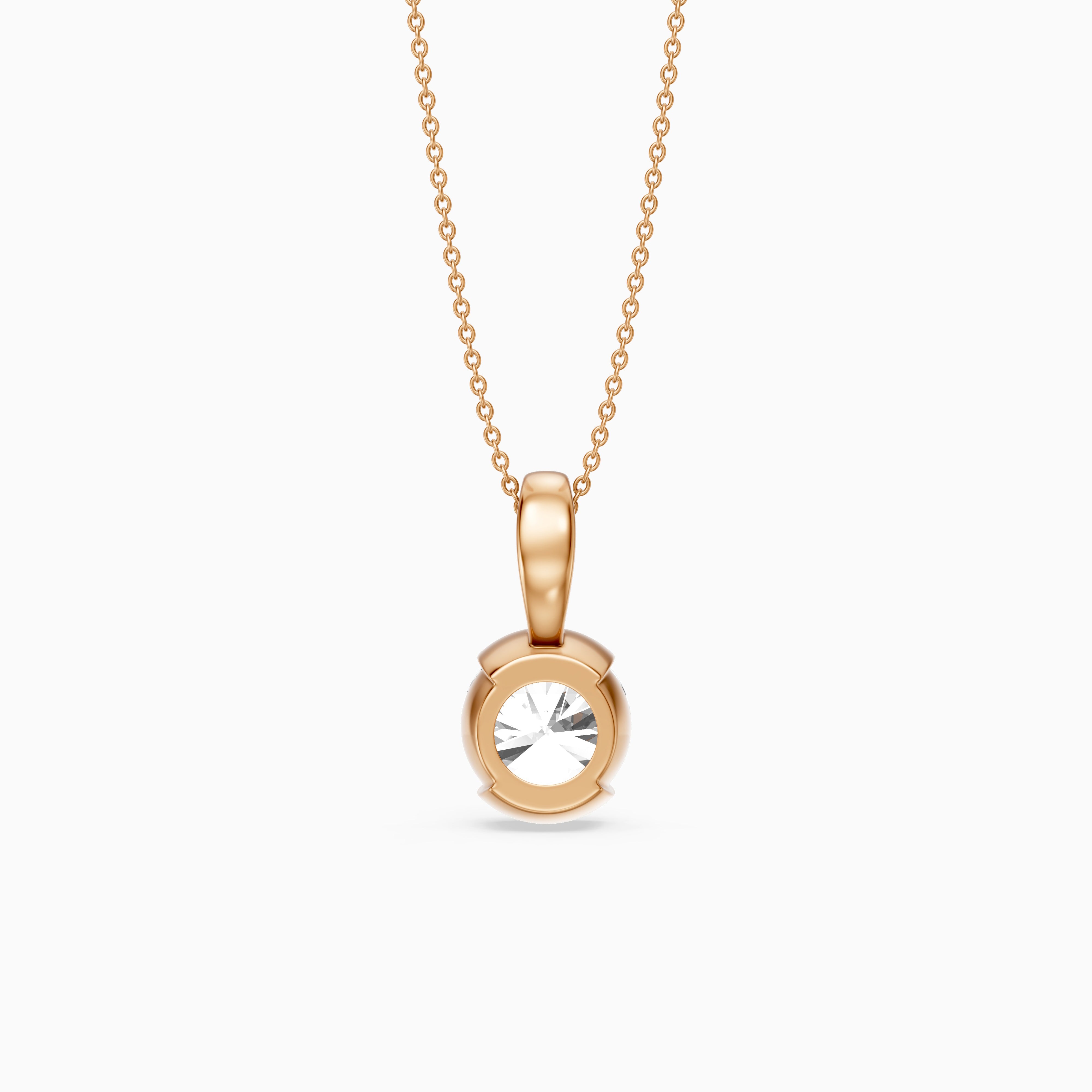 Kayla Round Lab Grown Diamond Half Bezel Pendant