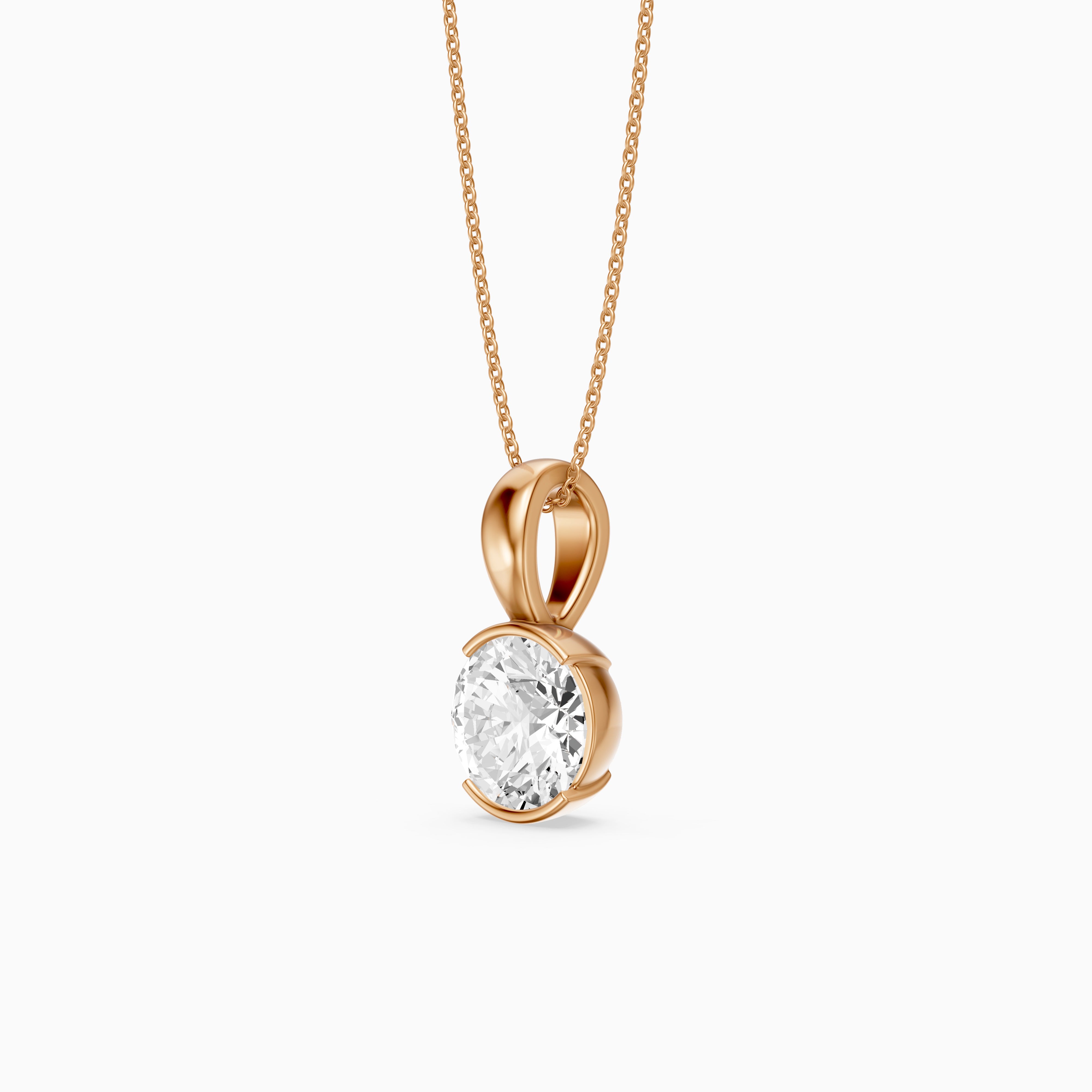 Kayla Round Lab Grown Diamond Half Bezel Pendant