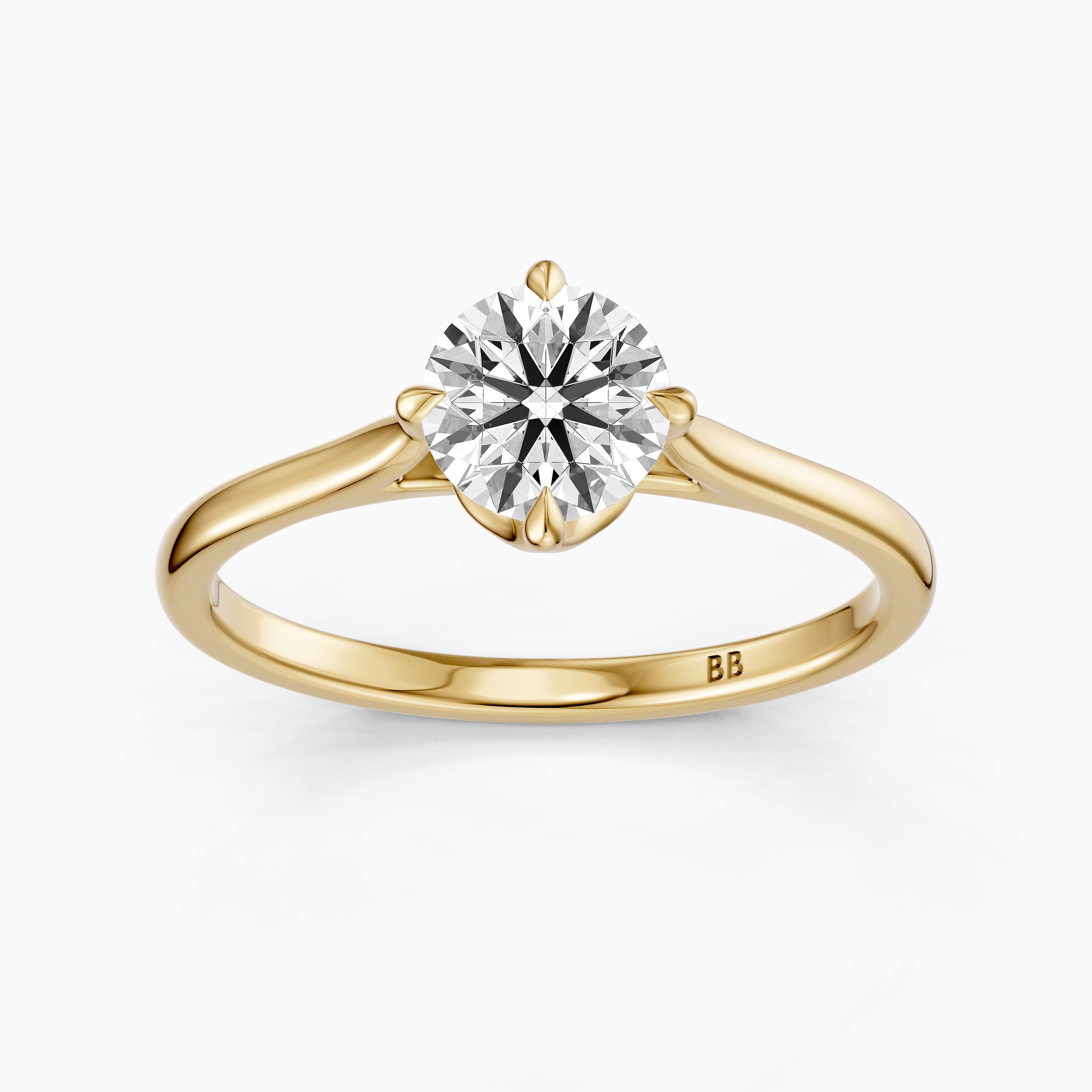 Brynna 4 Prong Round Cut Solitaire Moissanite Diamond Ring