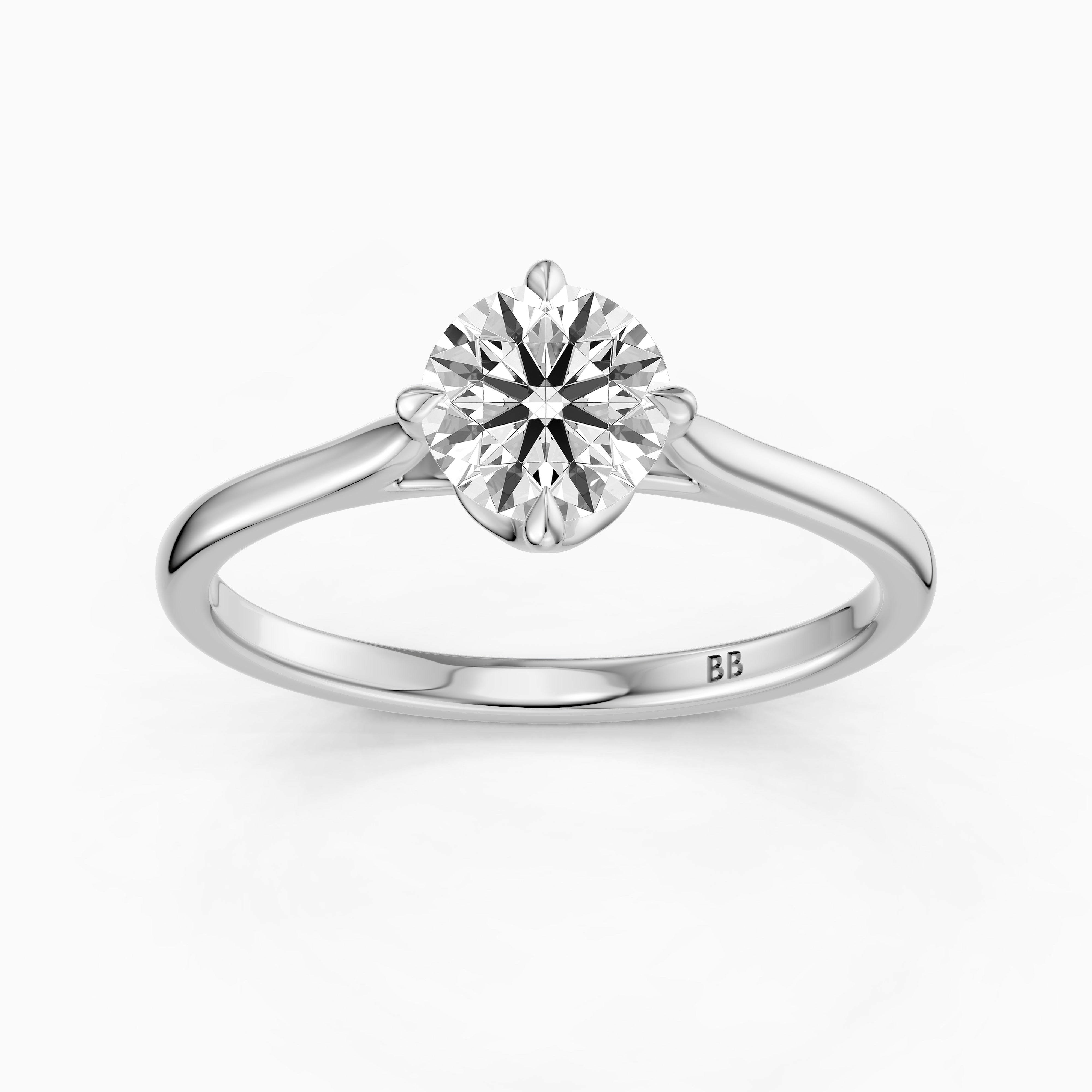Brynna 4 Prong Round Cut Solitaire Moissanite Diamond Ring