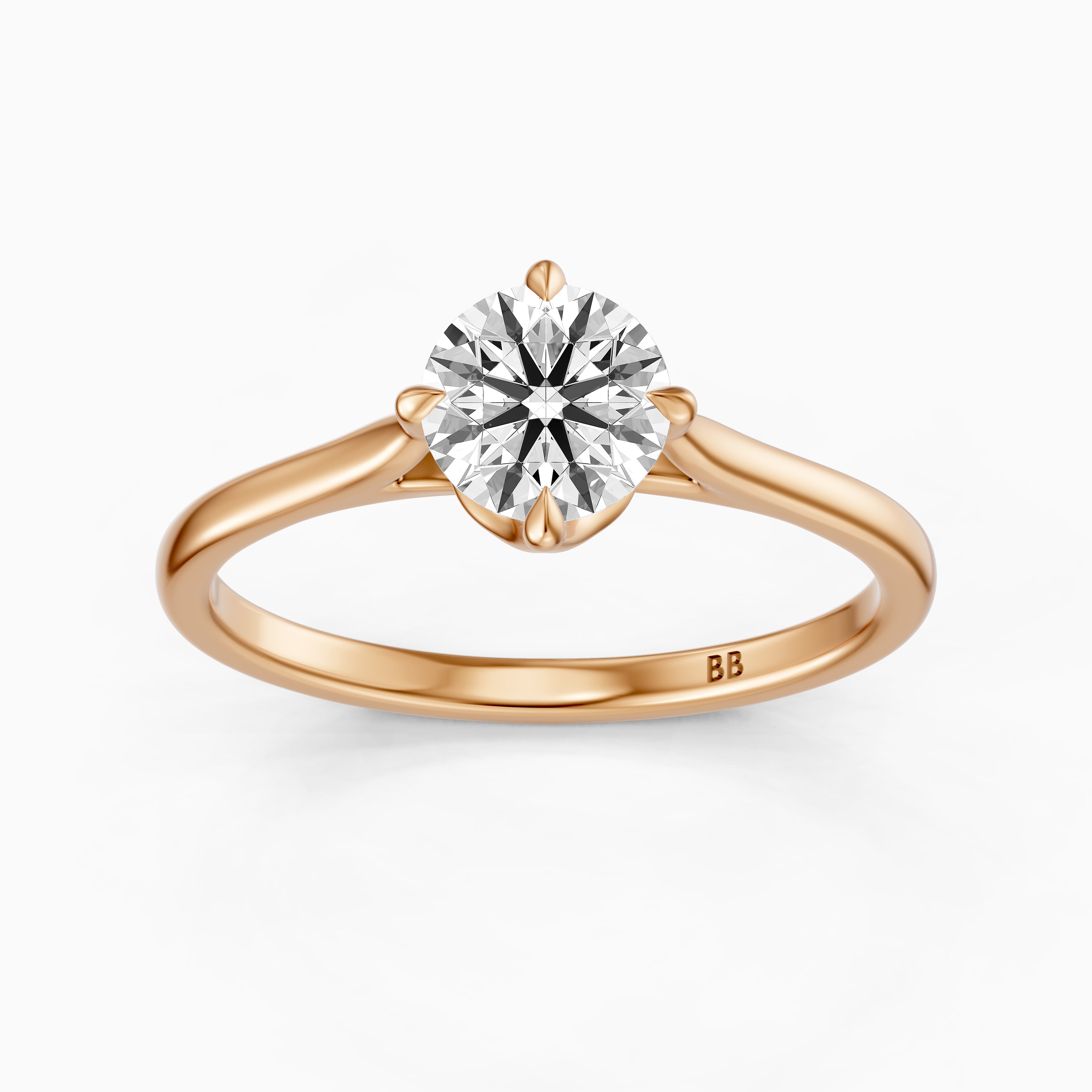 Brynna 4 Prong Round Cut Solitaire Moissanite Diamond Ring