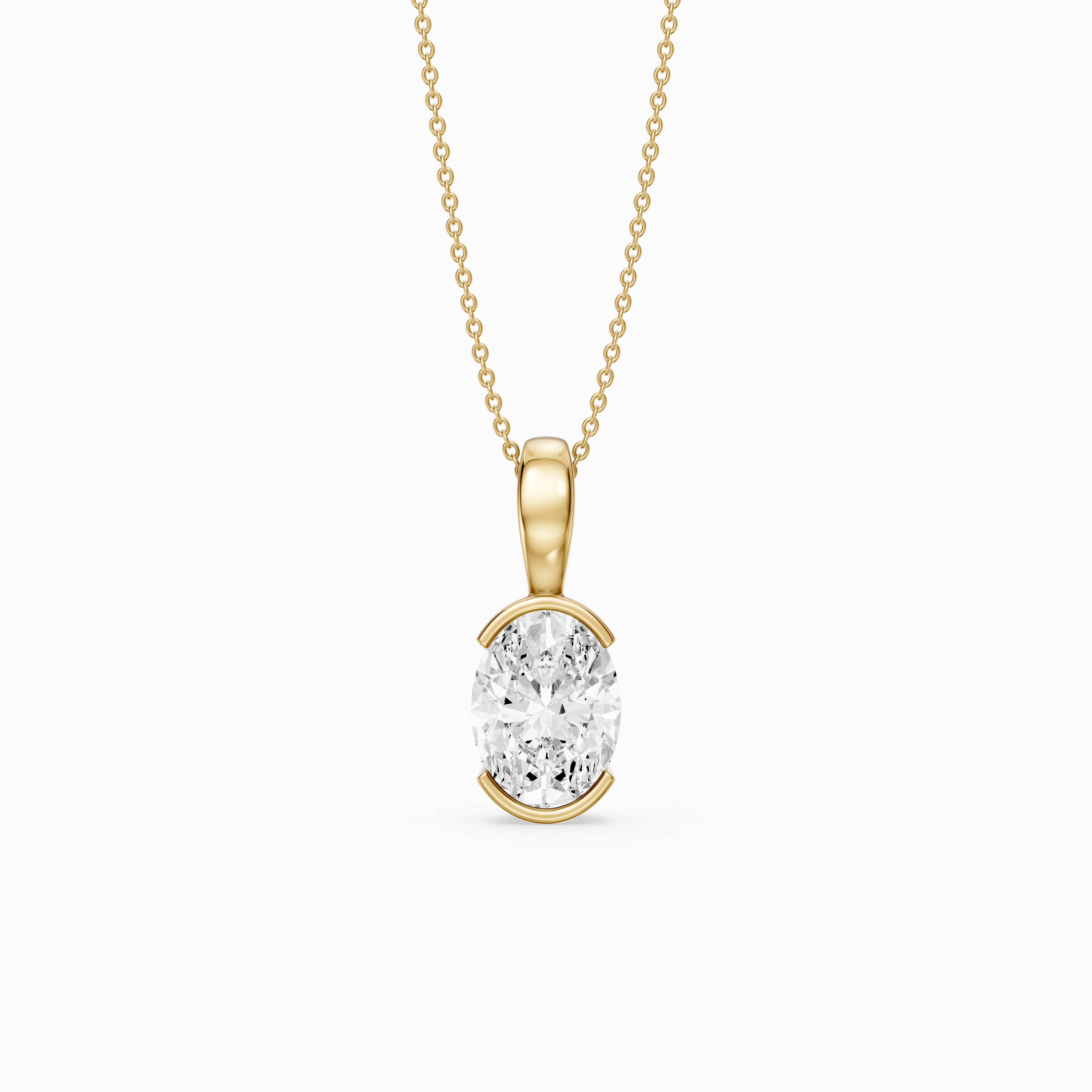 Matilda Oval Shape Half Bezel Lab Grown Diamond Pendant