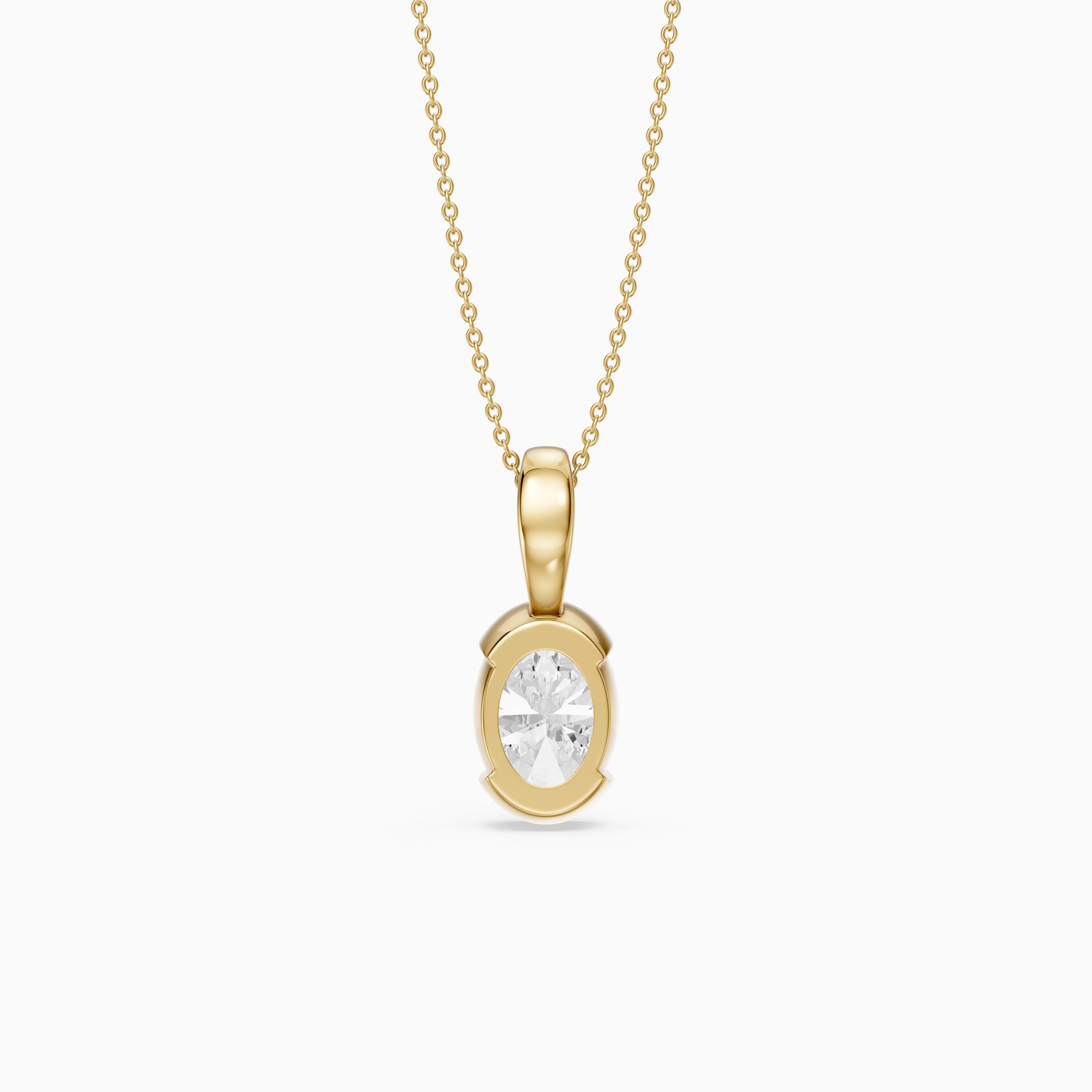 Matilda Oval Shape Half Bezel Lab Grown Diamond Pendant